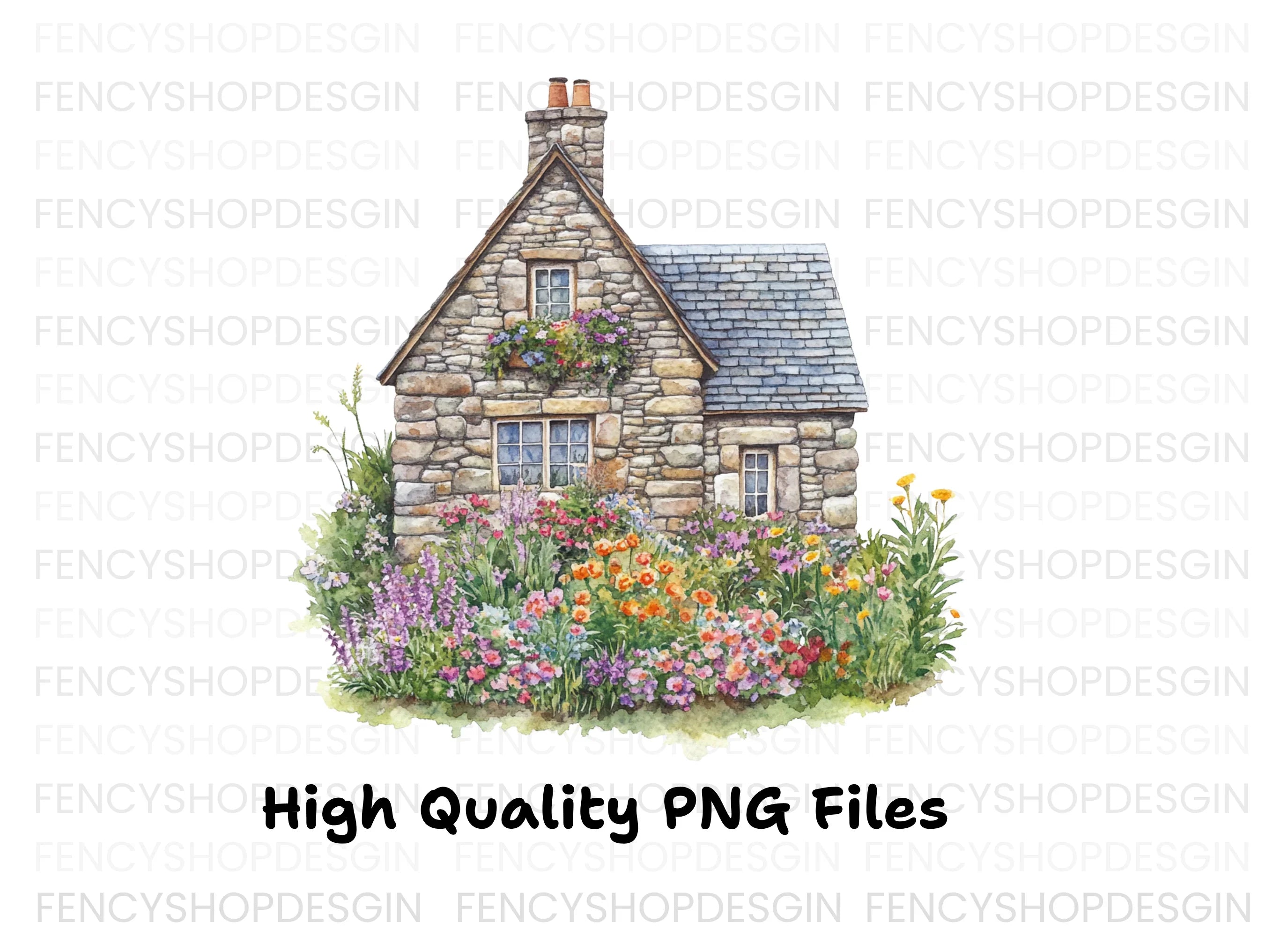 Stone Cottages Clipart Bundle