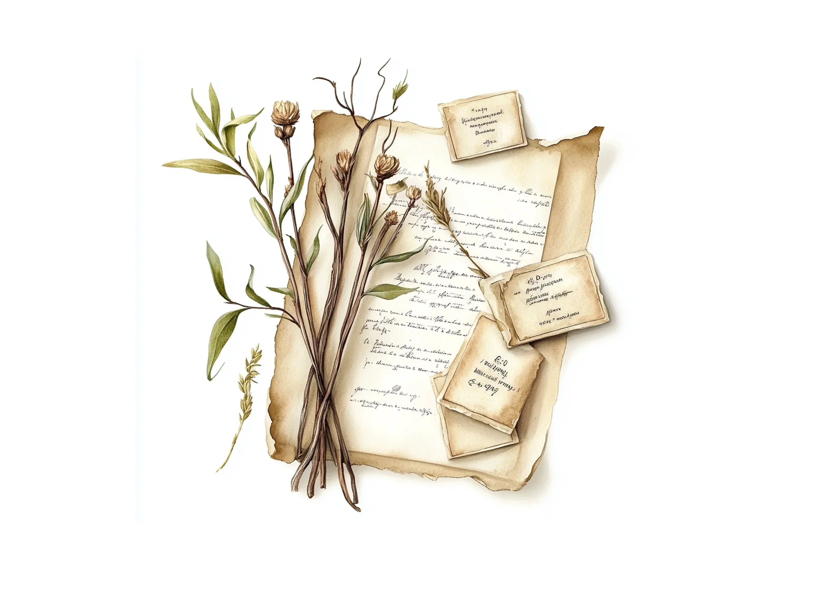 Dried Botanical Elements Clipart Bundle