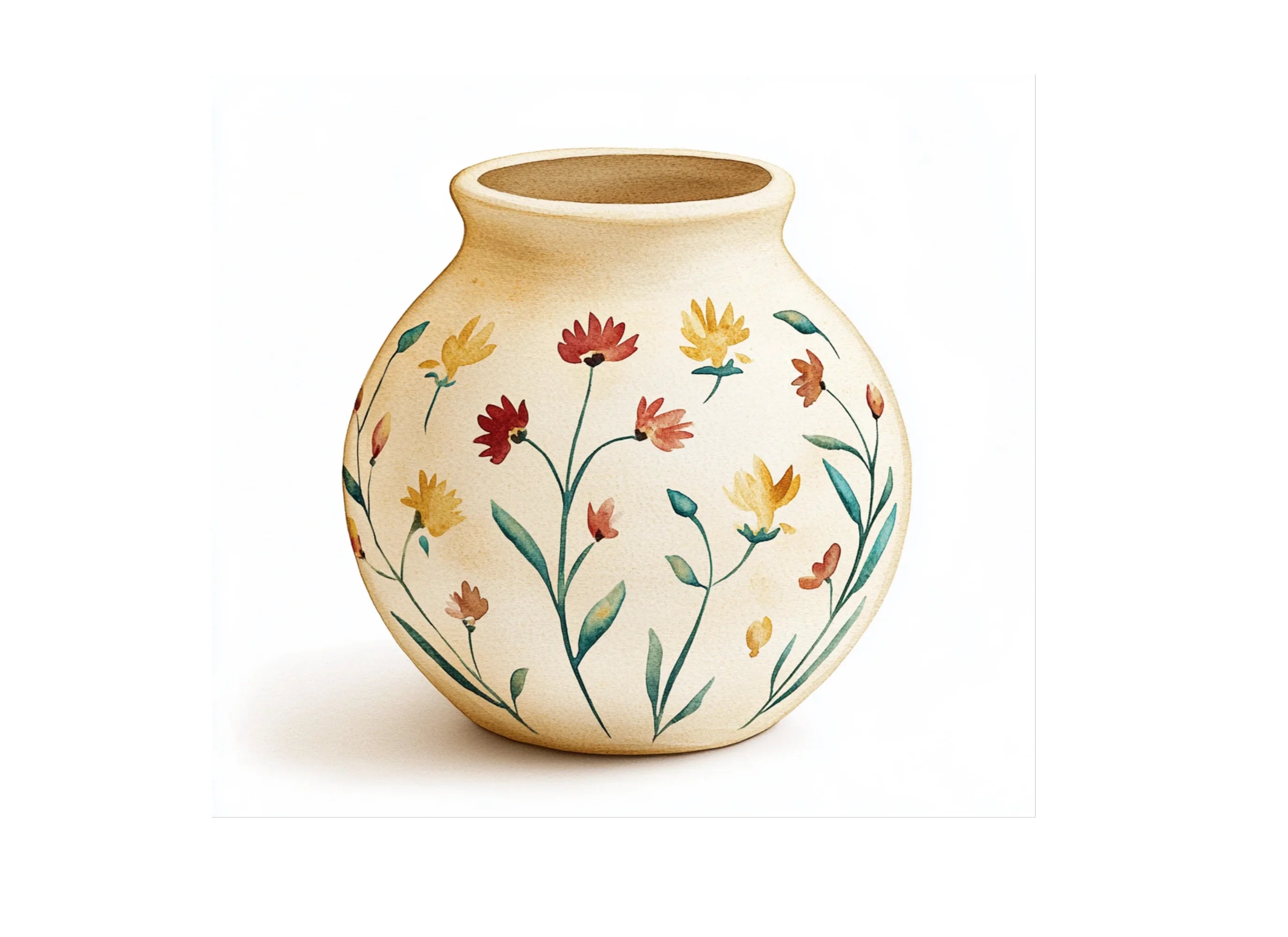 Boho Floral Vase Clipart Bundle