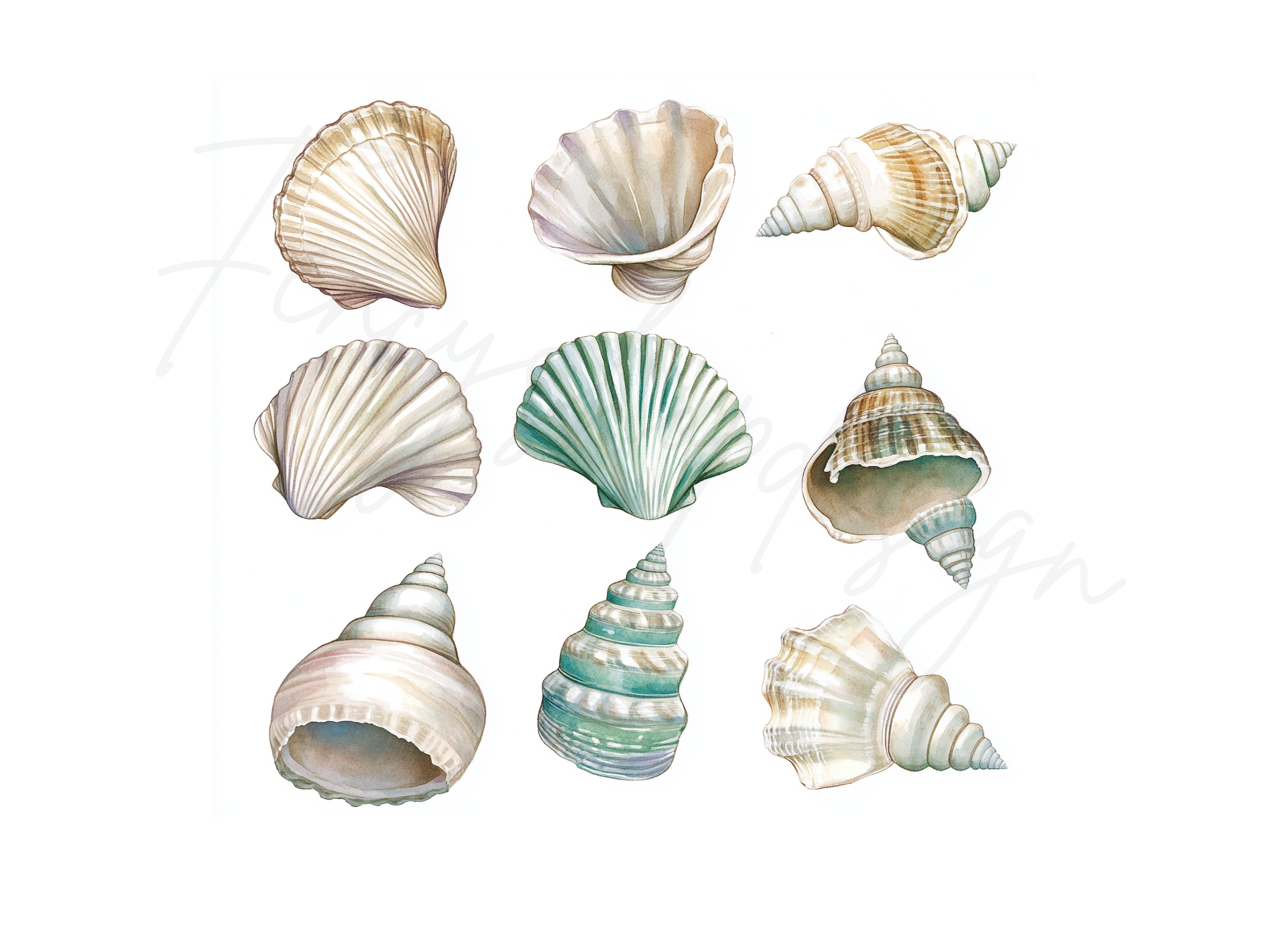 Assorted Seashells Clipart Bundle