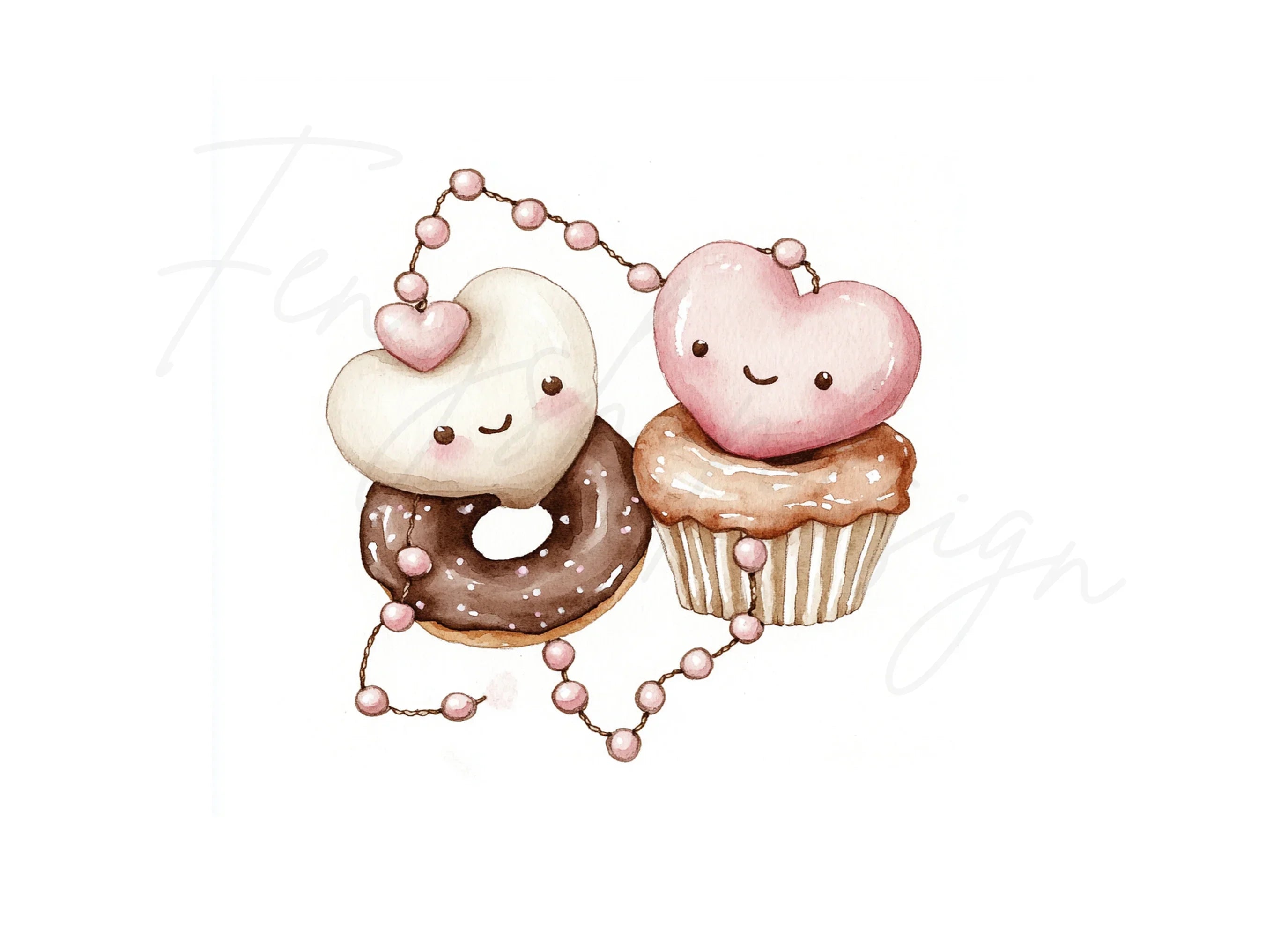 Cute Dessert with Pearl Beads Clipart Bundle