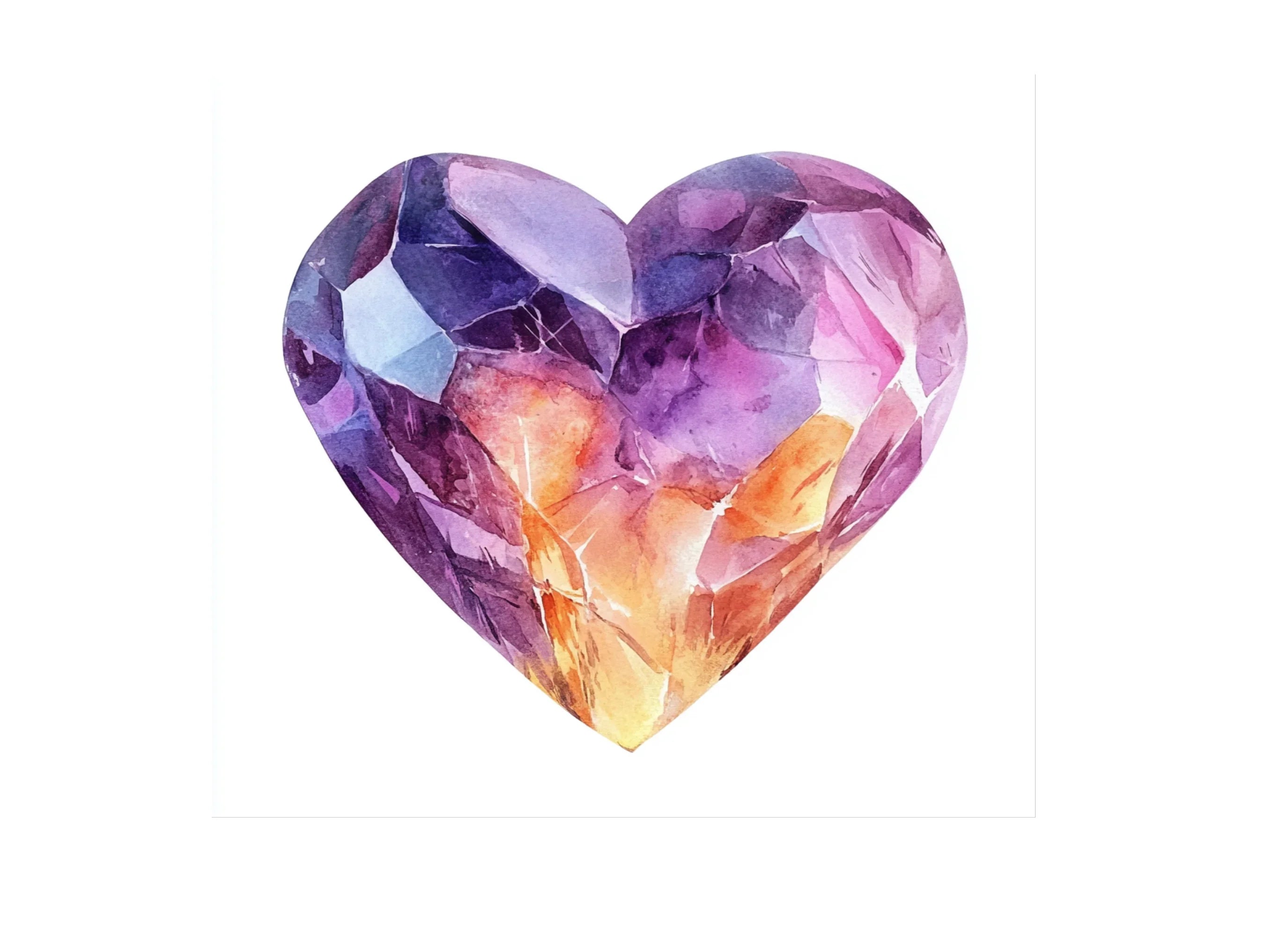 Sparkling Gemstone Heart Clipart Bundle