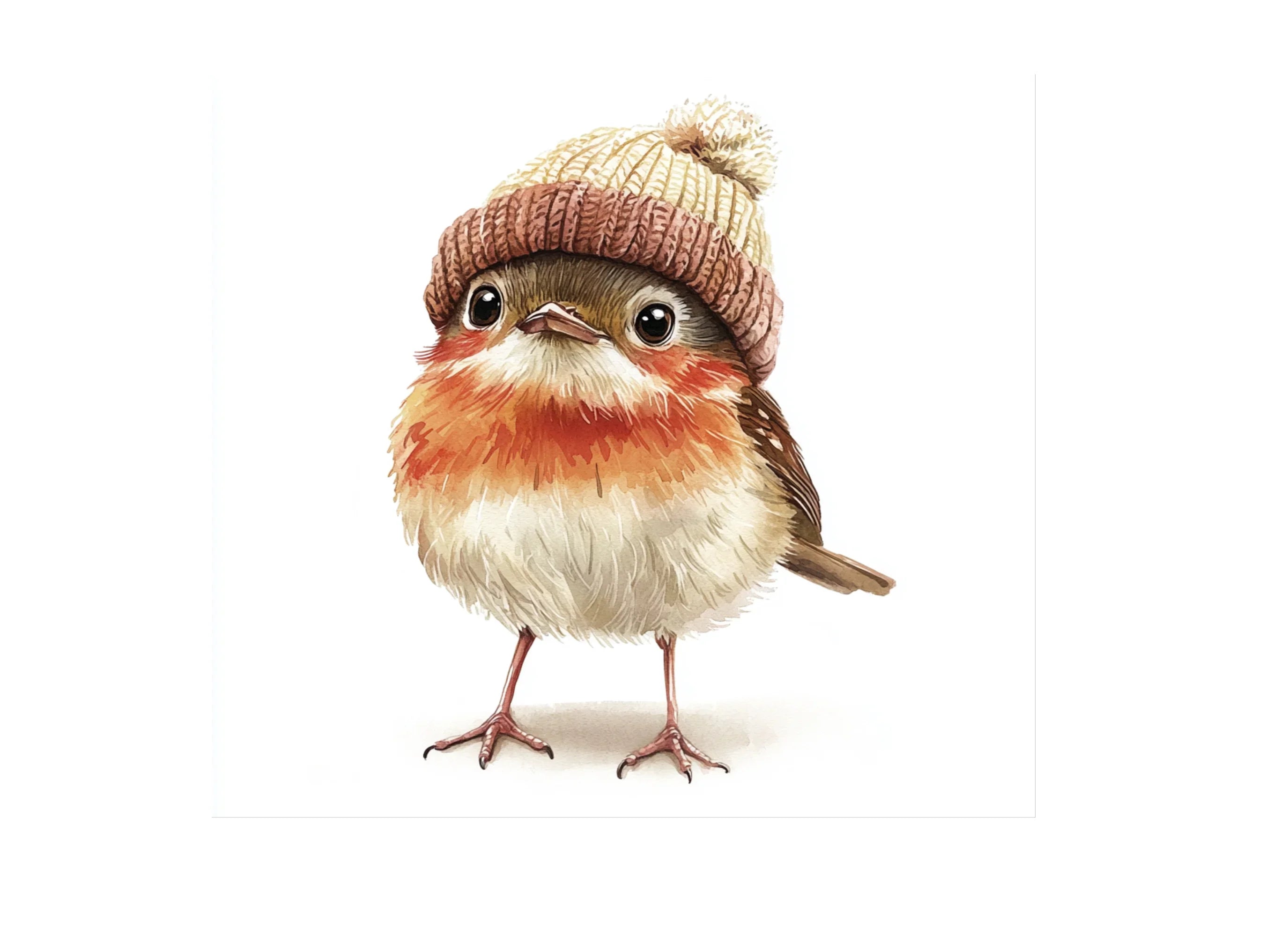 Cute Winter Birds with Knitted Hats Clipart Bundle