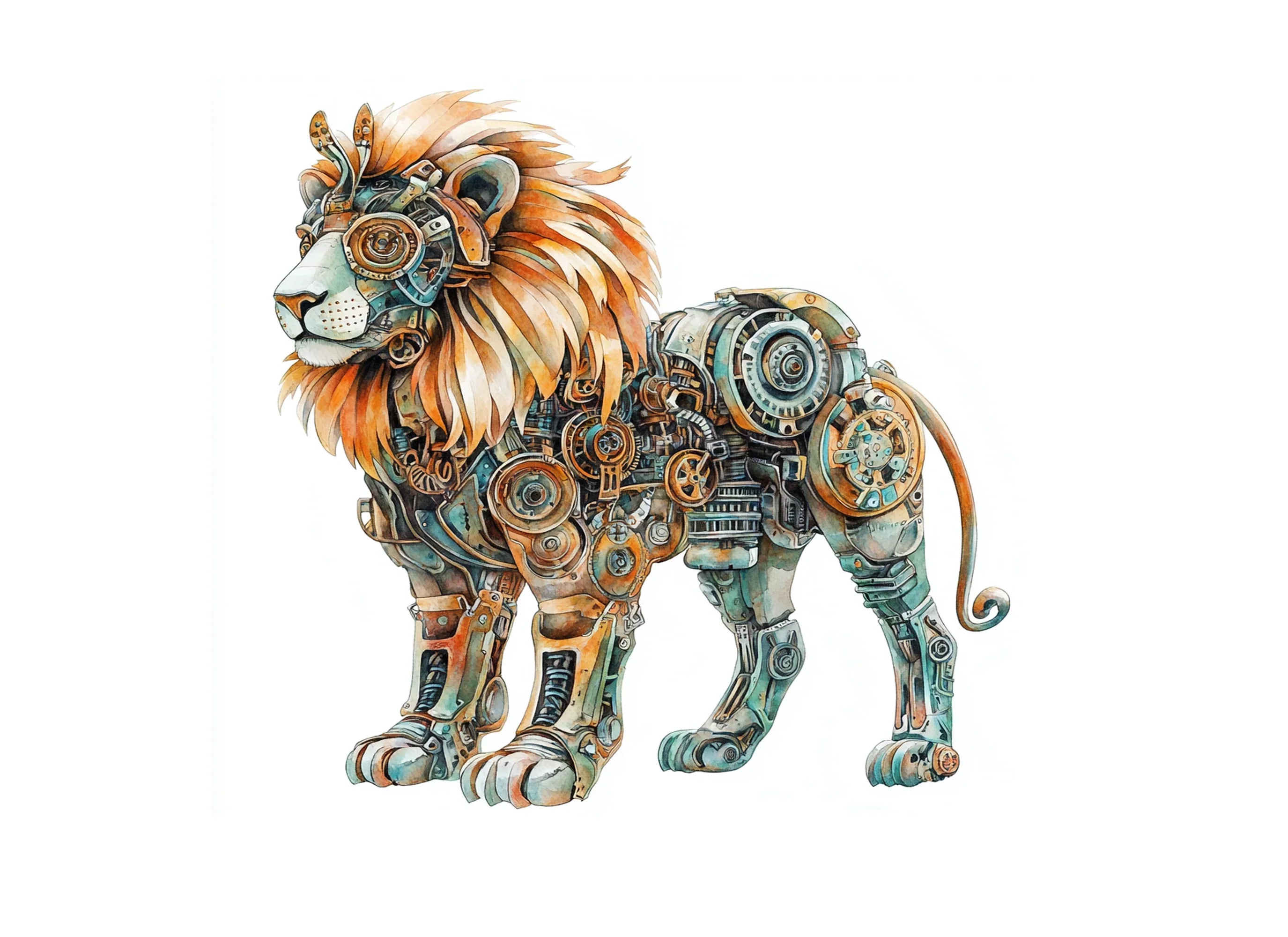 Steampunk Lion Clipart Bundle