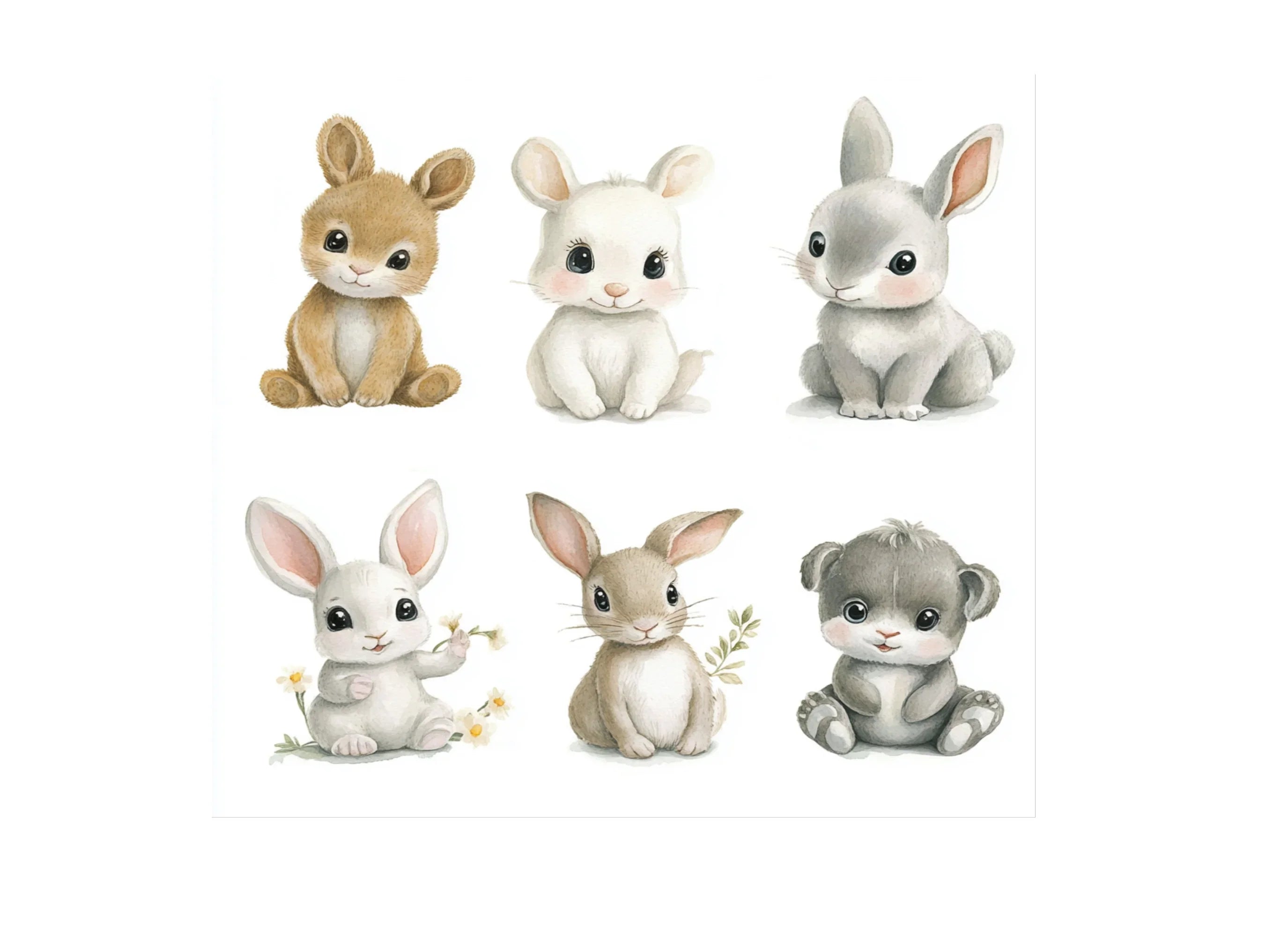 Cute Baby Bunny Clipart Bundle