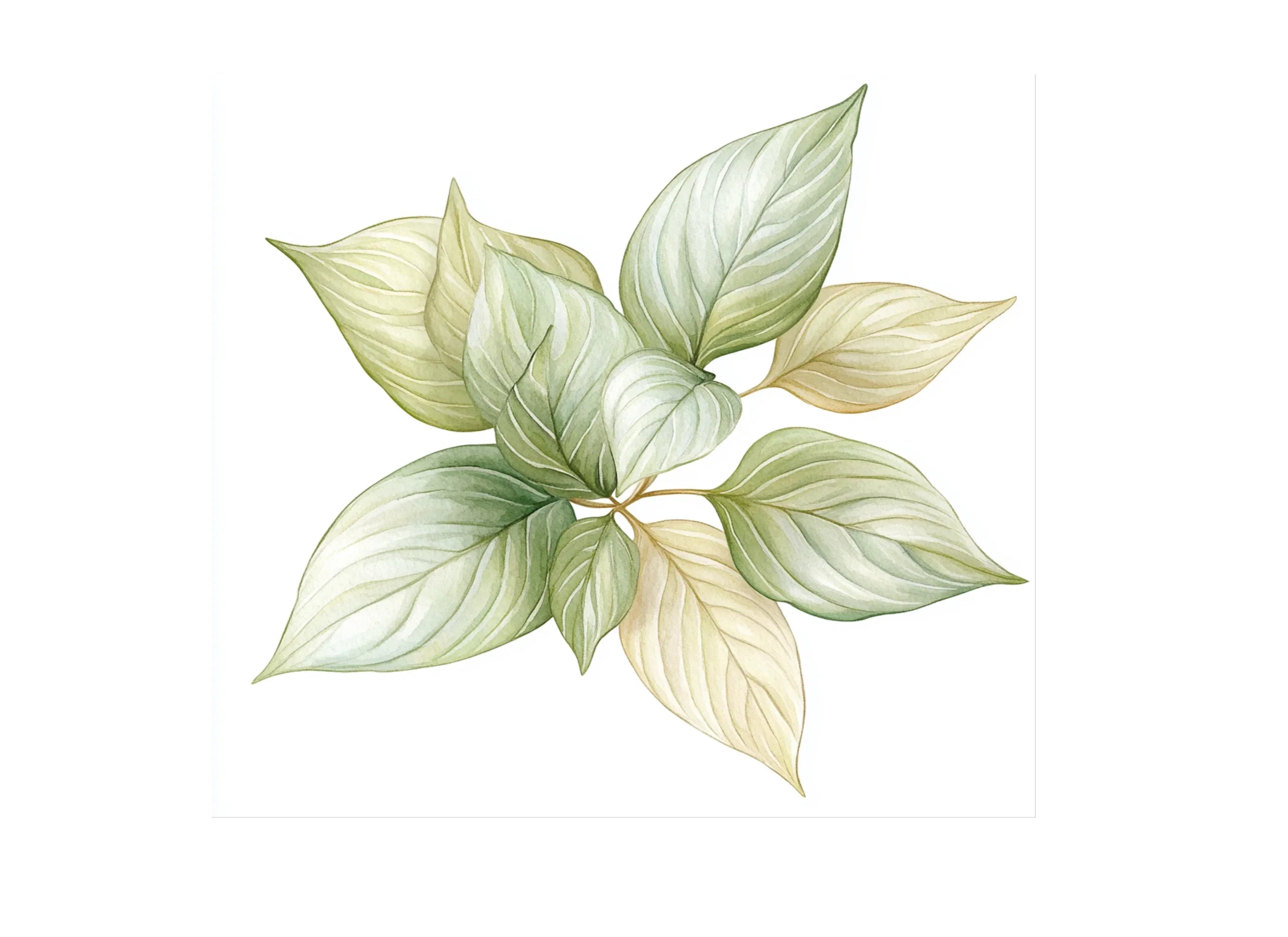 Green and White Leaves Clipart Bundle