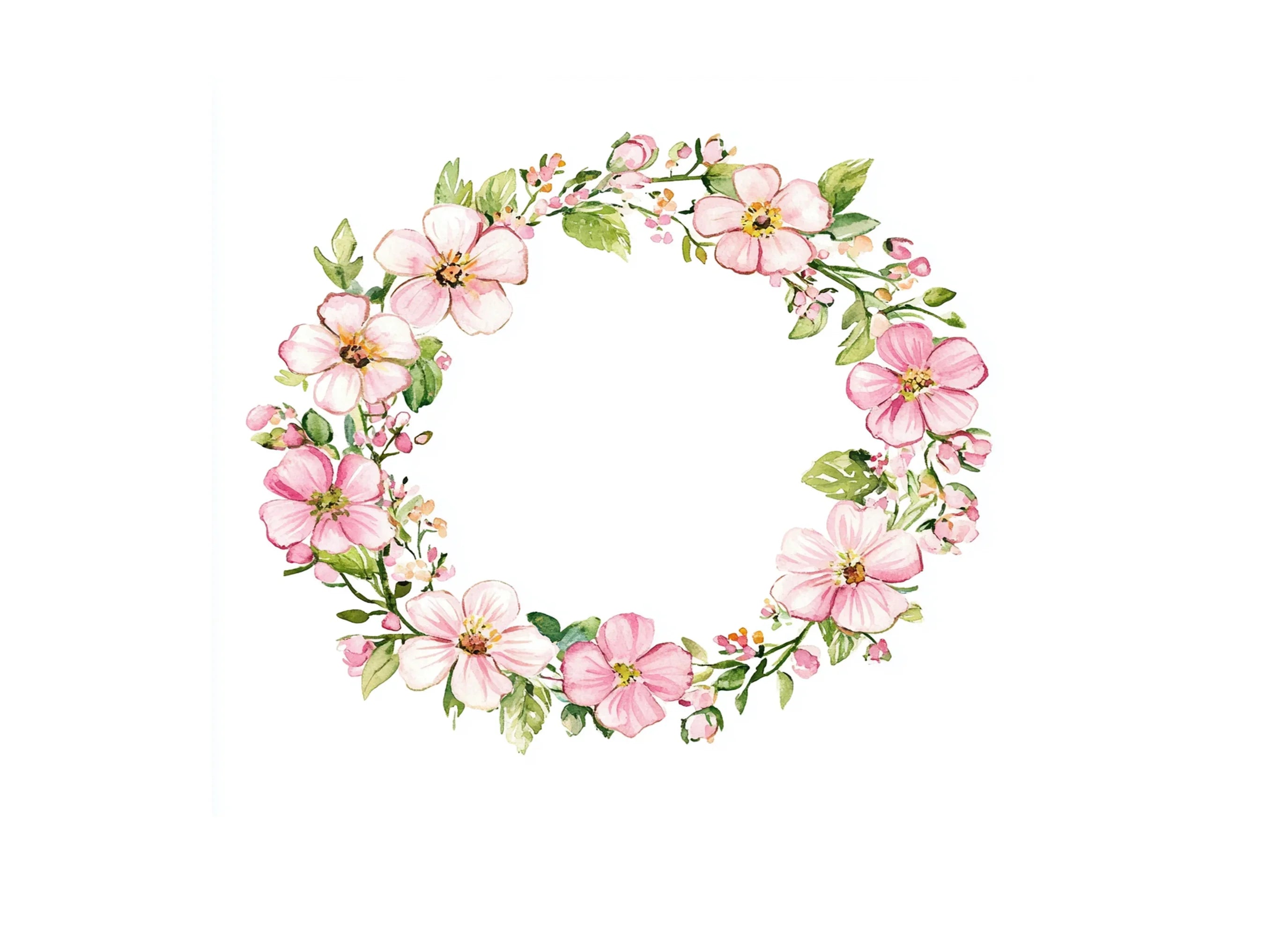 Pink Floral Wreaths Clipart Bundle