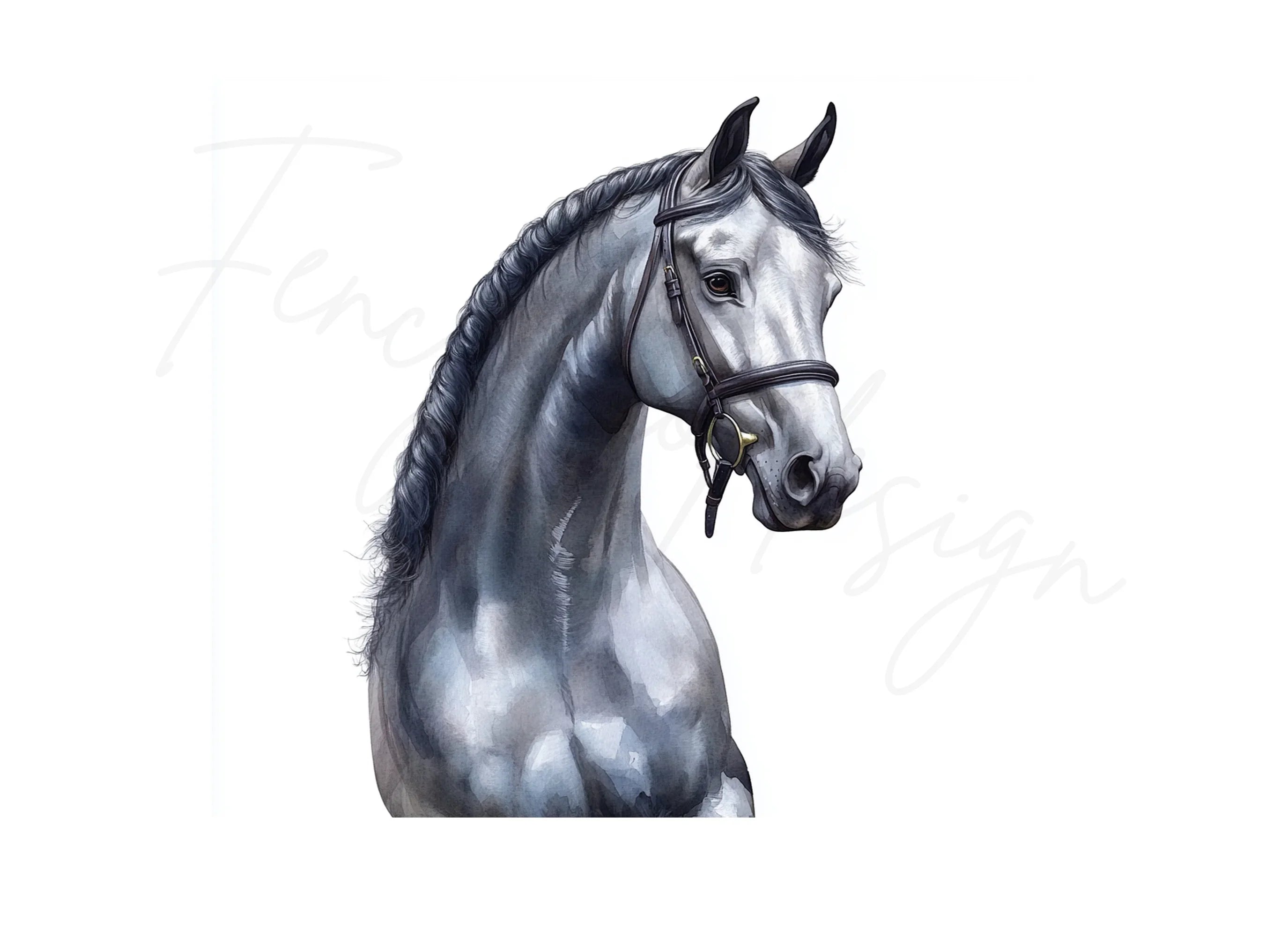 Elegant Grey Horse Head Clipart Bundle
