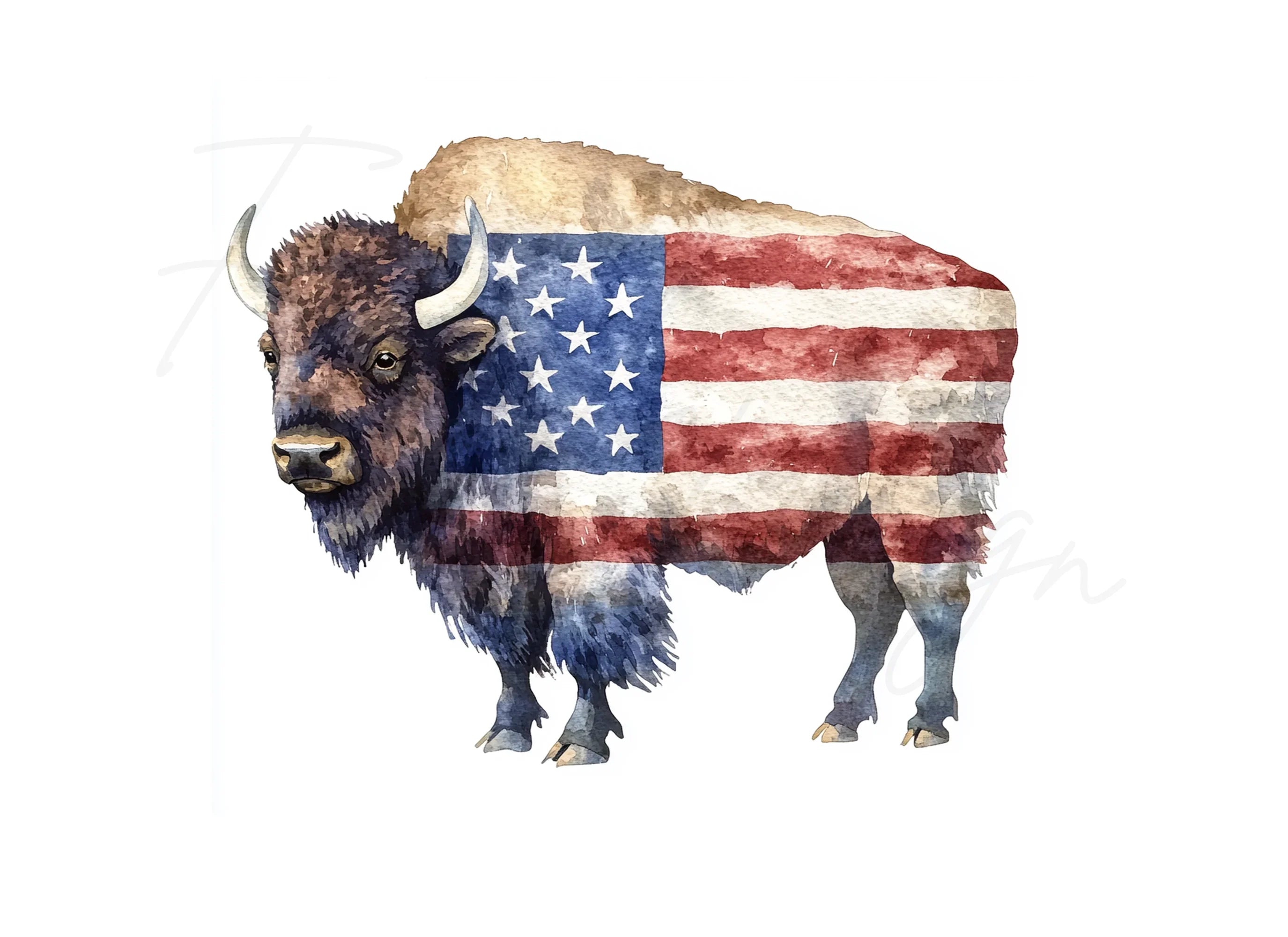 American Bison Flag Clipart Bundle