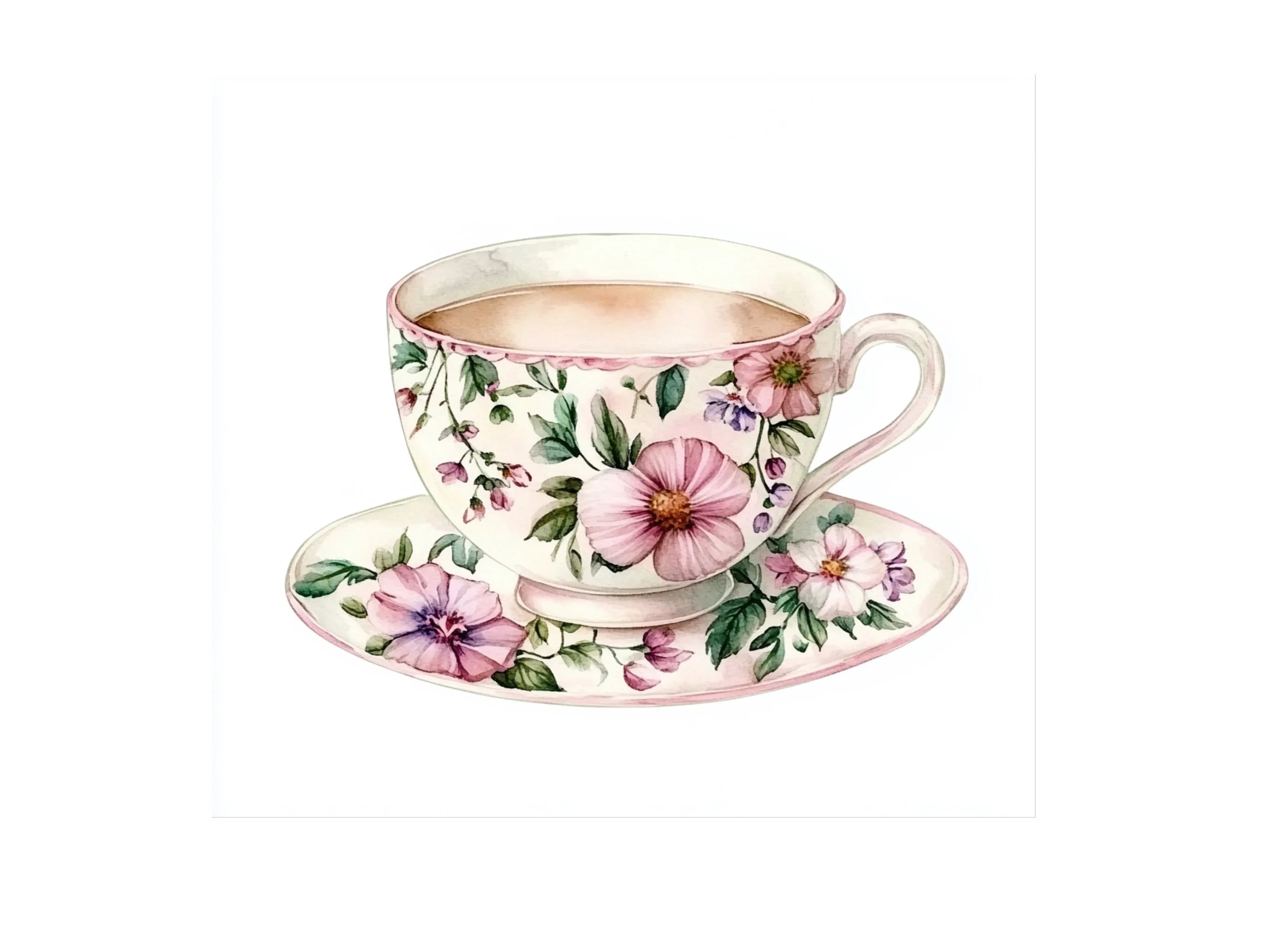 Elegant Floral Teacups Clipart Bundle