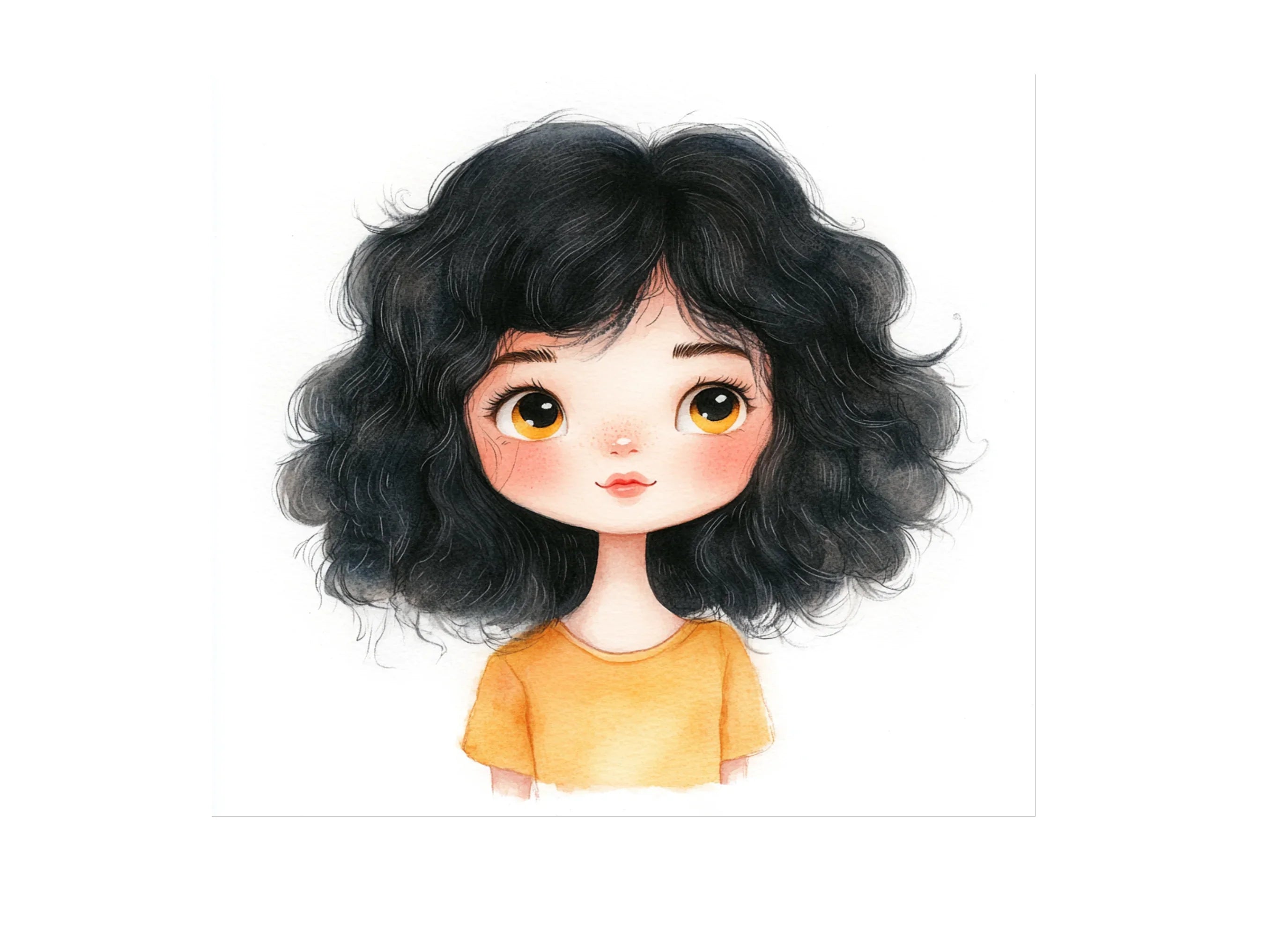 Cute Black Hair Girl Clipart Bundle
