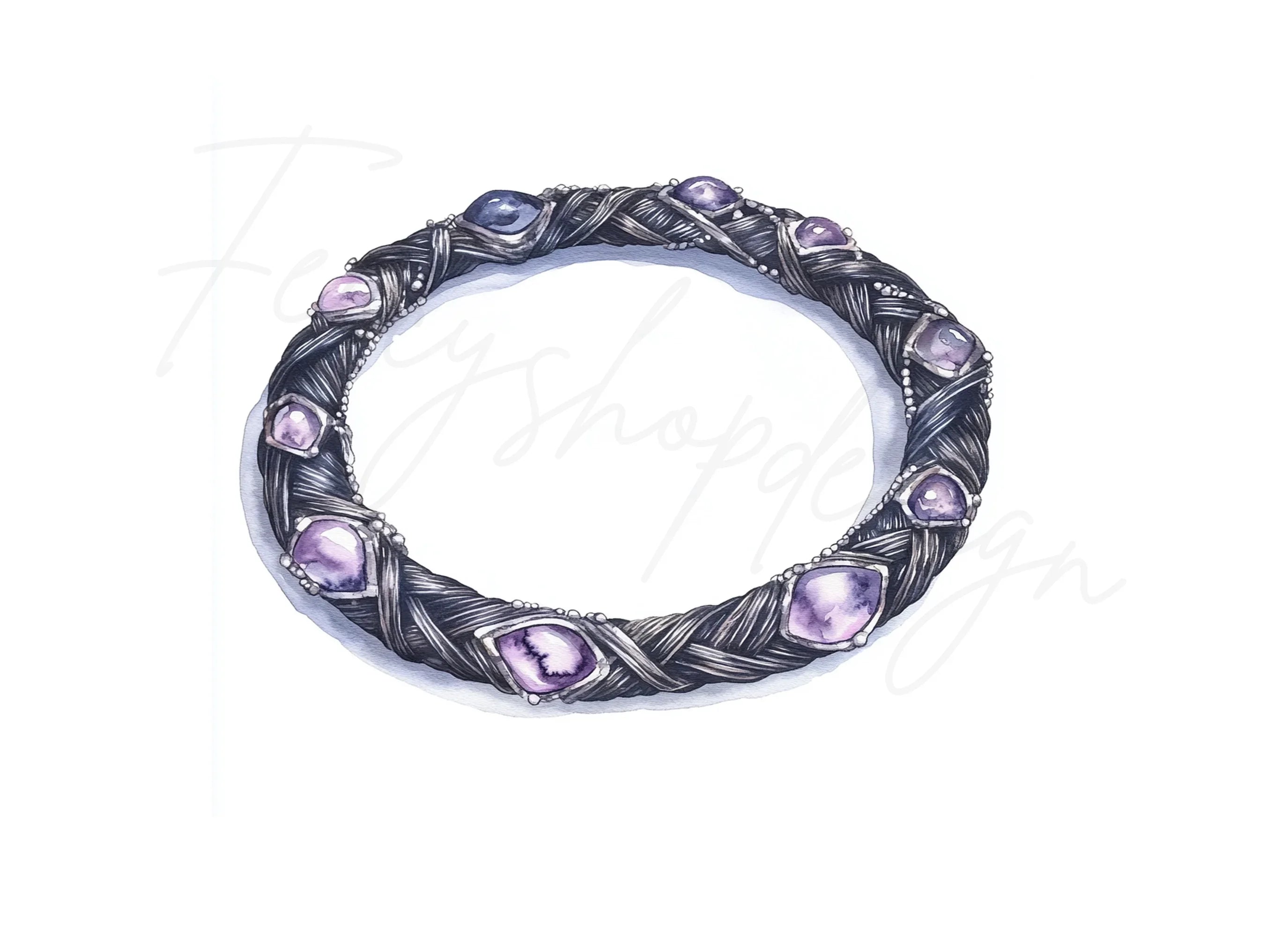 Elegant Braided Gemstone Necklace Clipart Bundle