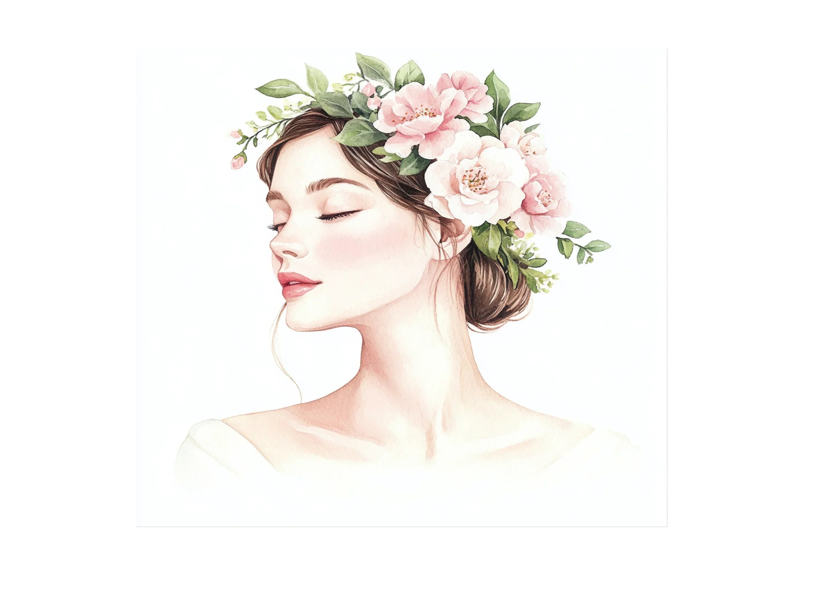 Elegant Women with Flower Crowns Clipart Bundle