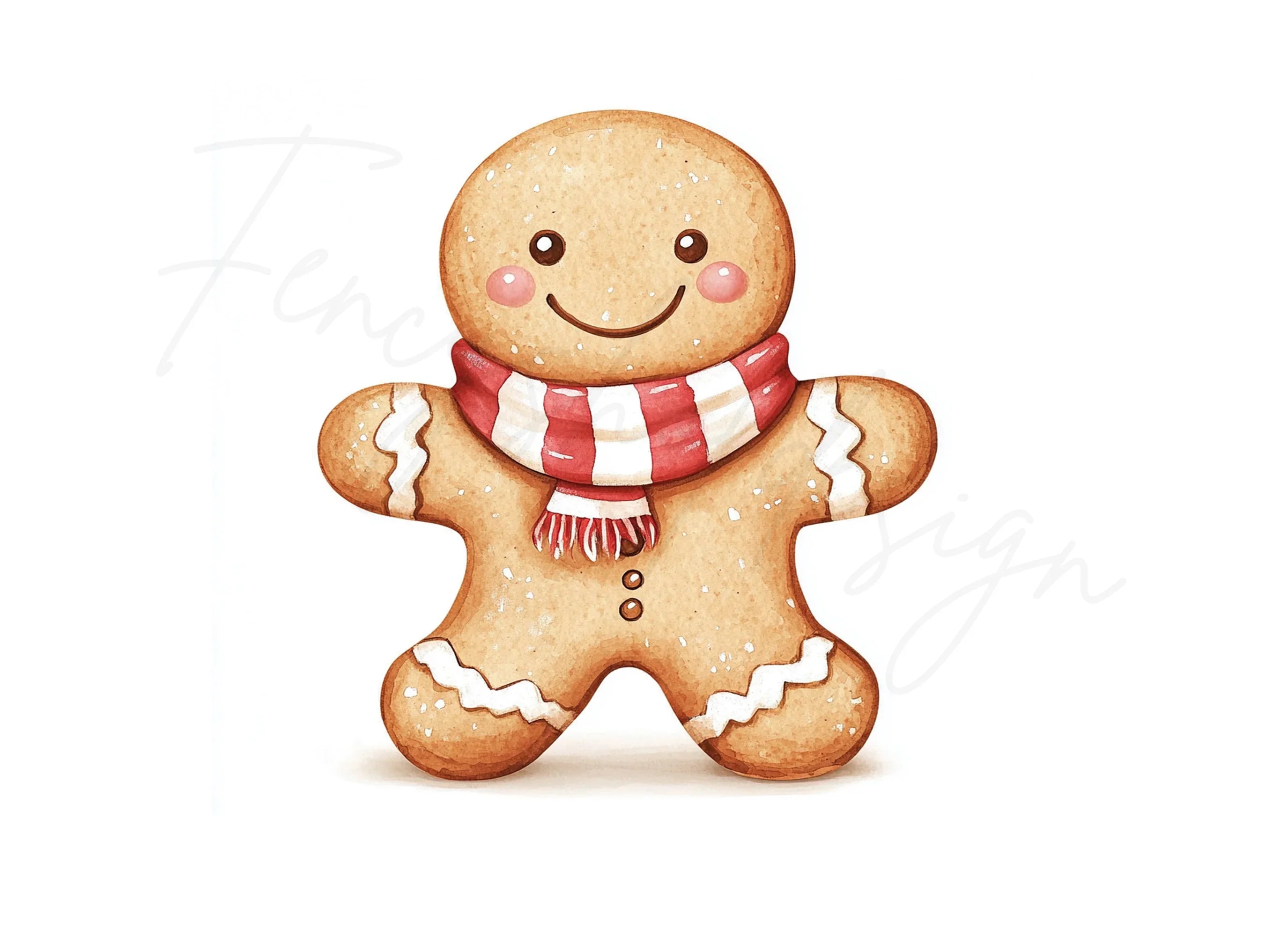 Cute Gingerbread Man with Scarf Clipart Bundle