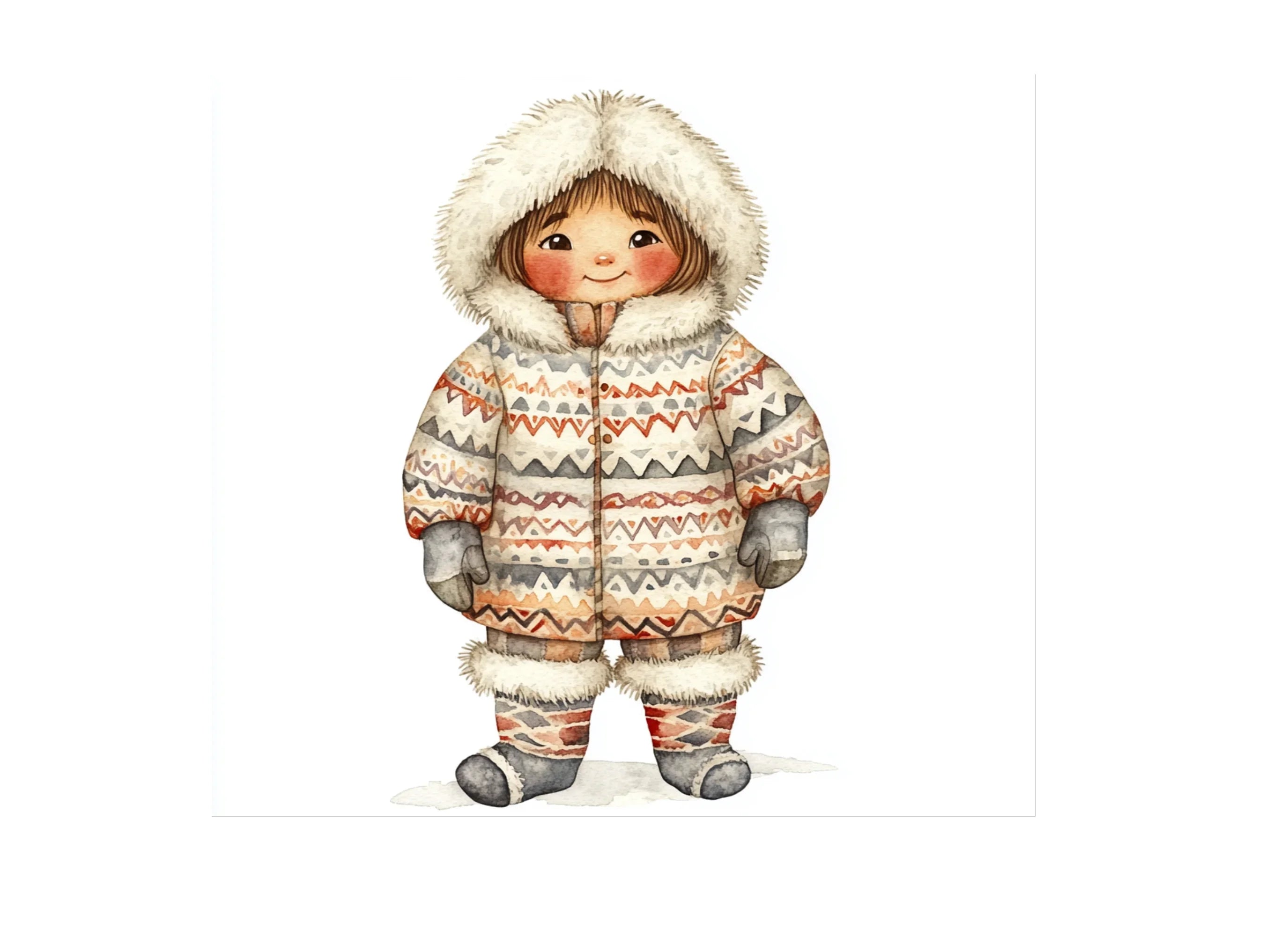 Inuit Children Traditional Parka Clipart Bundle