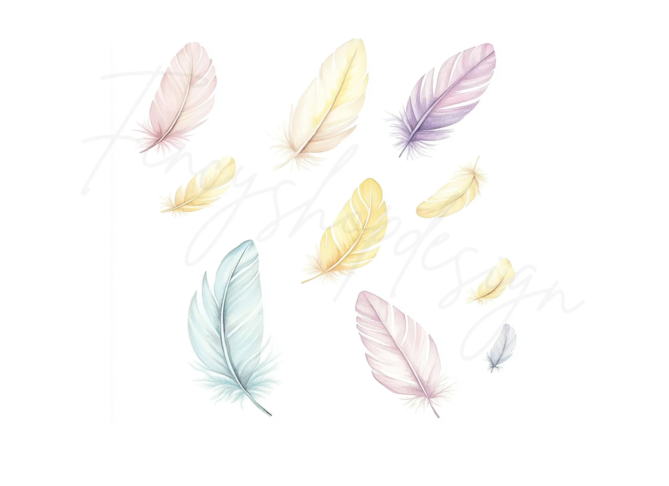 Soft Pastel Feather Clipart Bundle