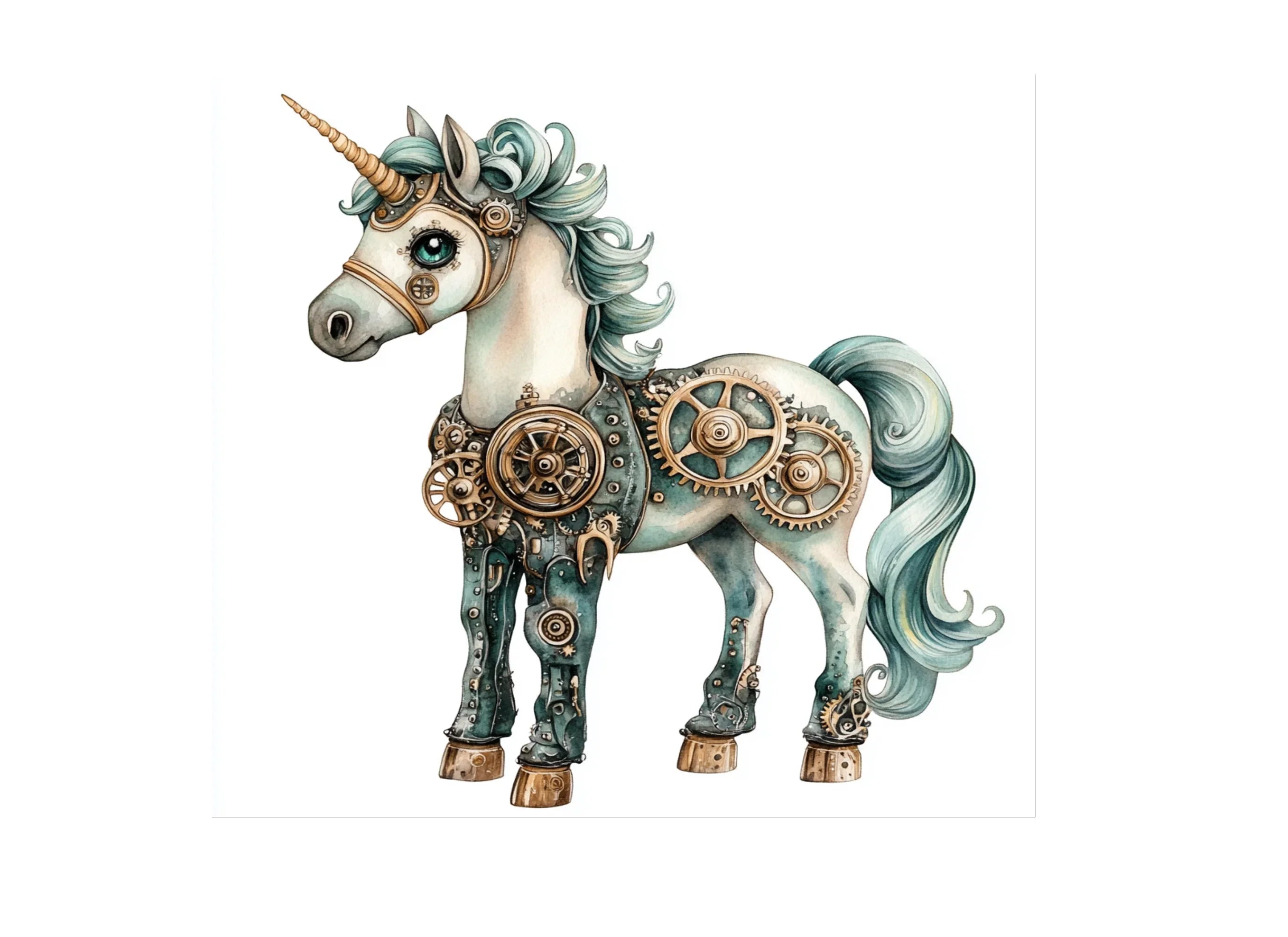Steampunk Unicorn Clipart Bundle