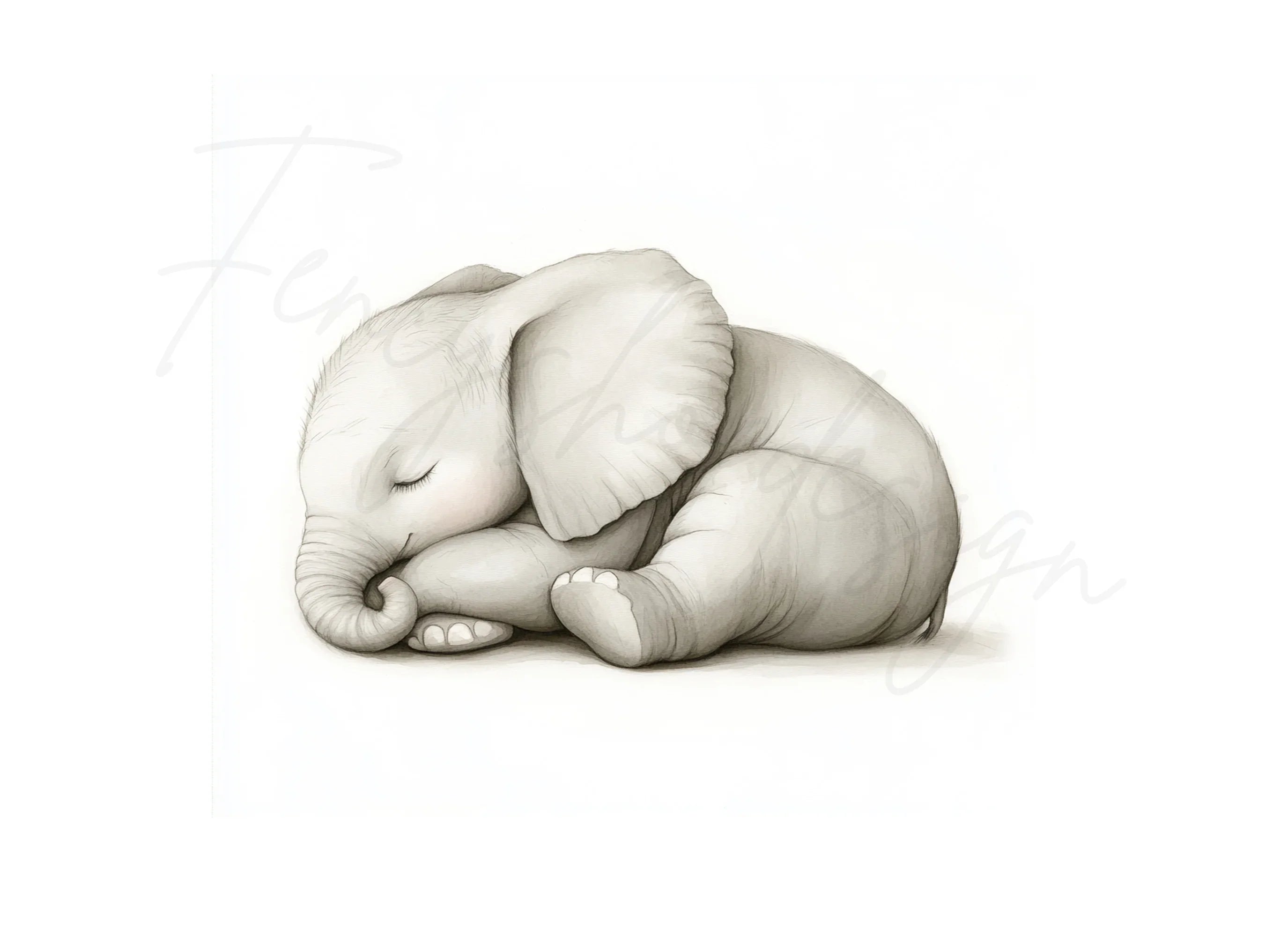 Cute Sleeping Baby Elephant Clipart Bundle