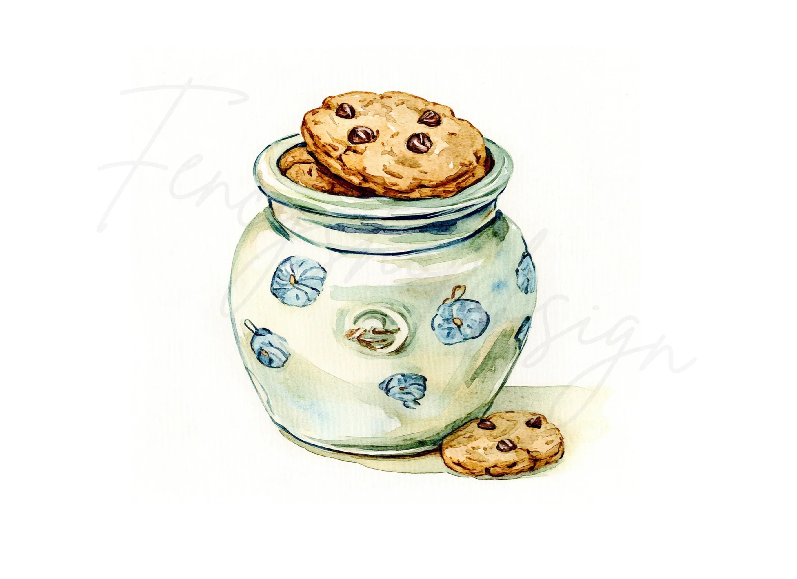 Vintage Cookie Jar with Chocolate Cookies Clipart Bundle