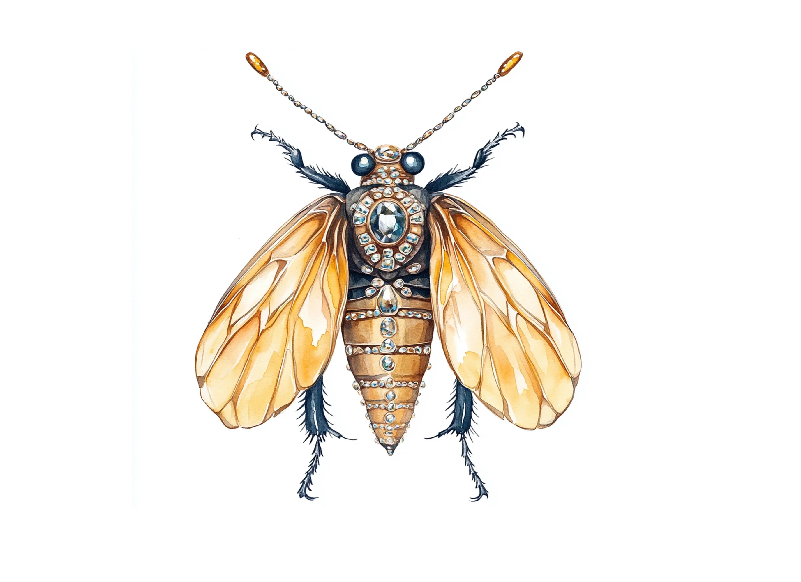Golden Jeweled Wasp Clipart Bundle