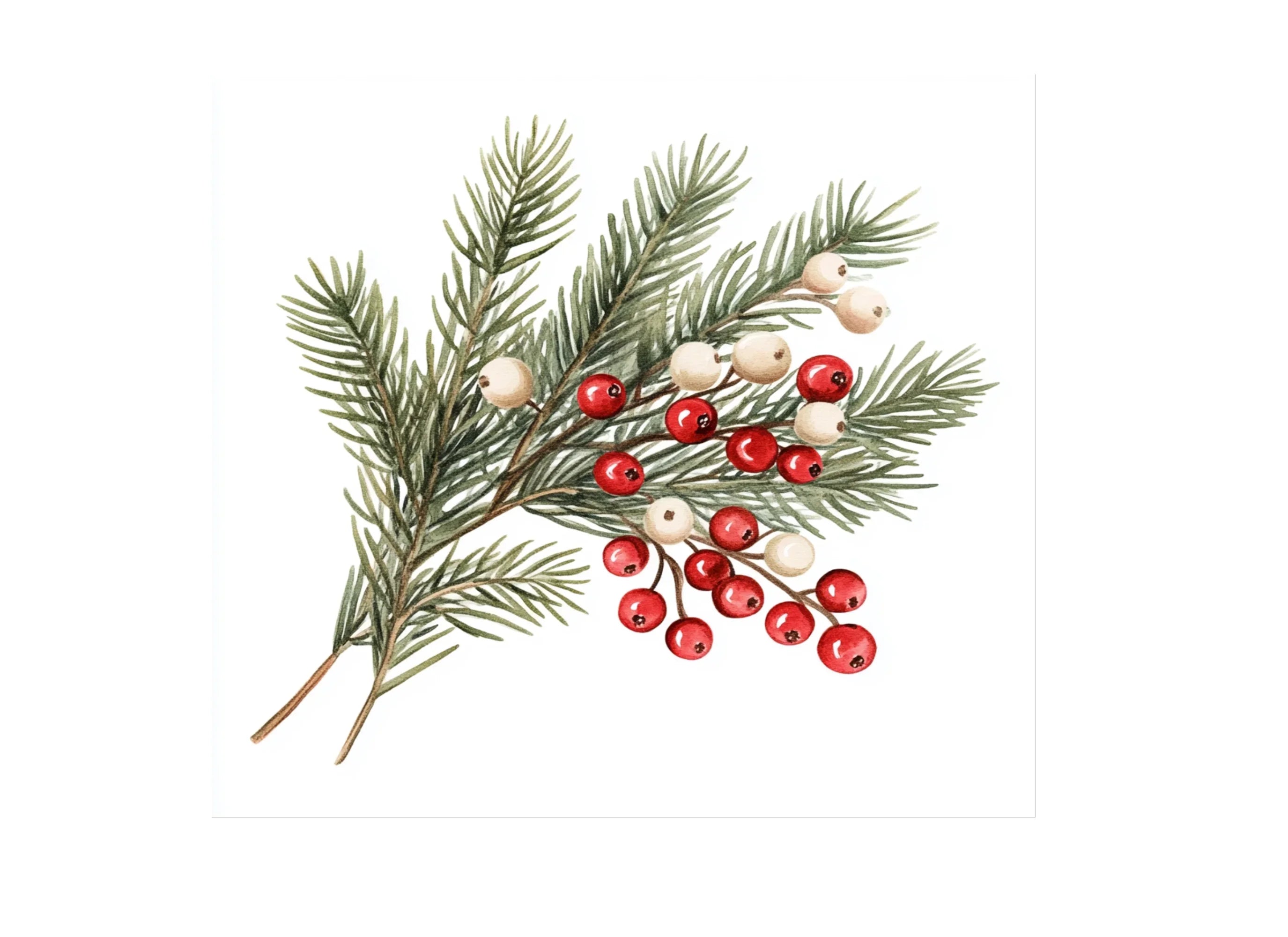 Winter Pine and Berry Clipart Bundle
