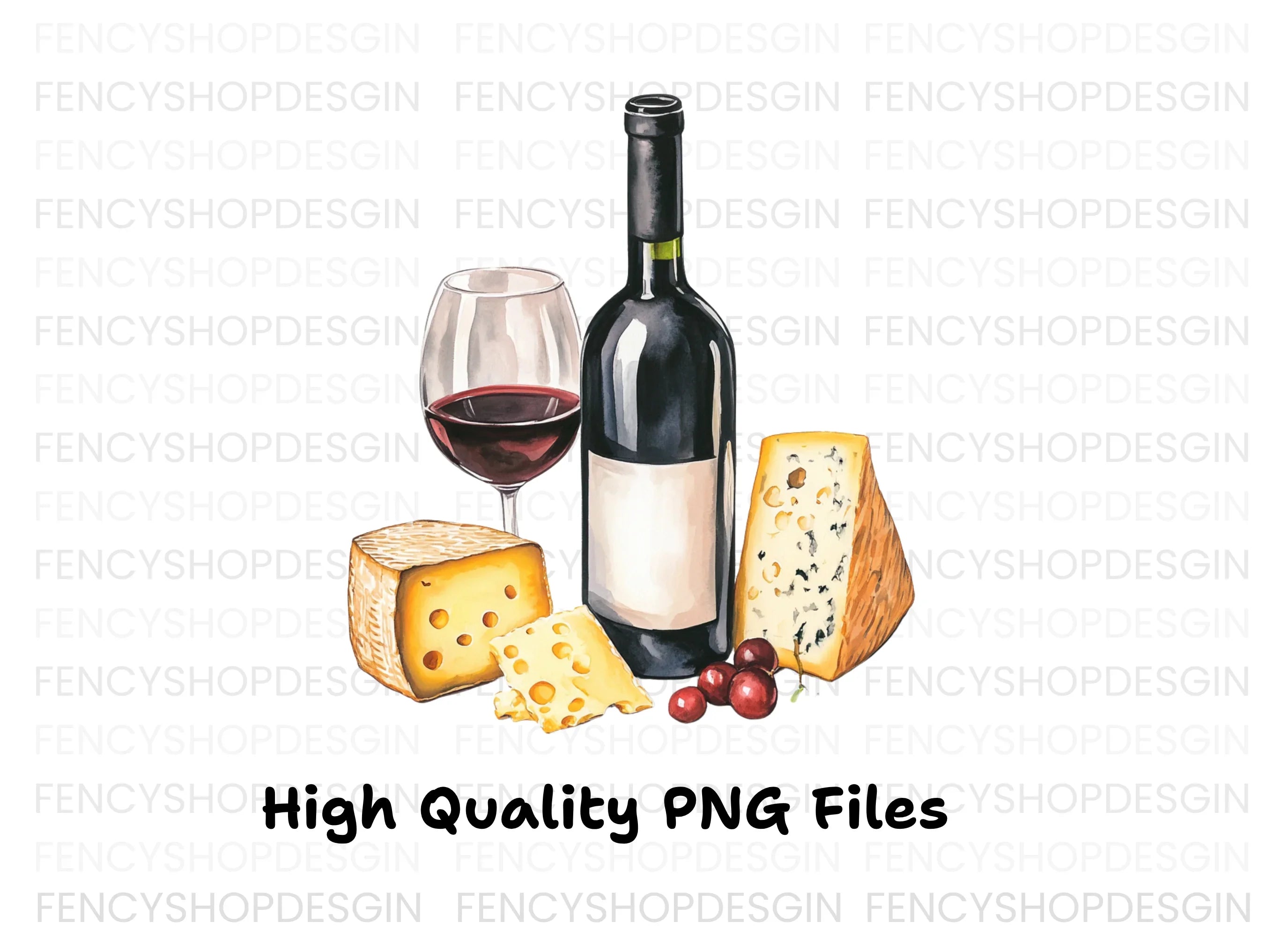 Wine and Cheese Pairing Clipart Bundle