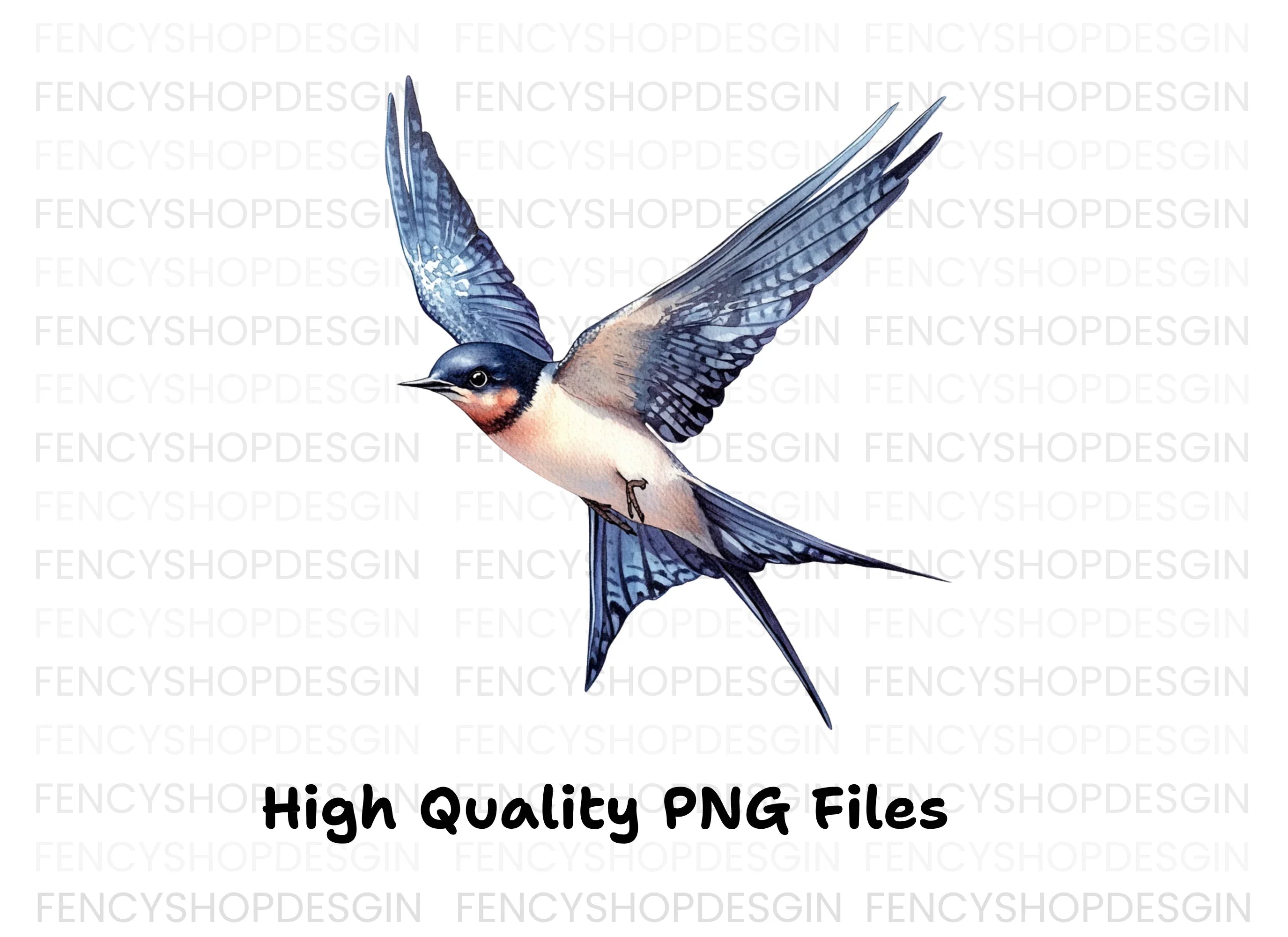 Graceful Flying Swallow Clipart Bundle