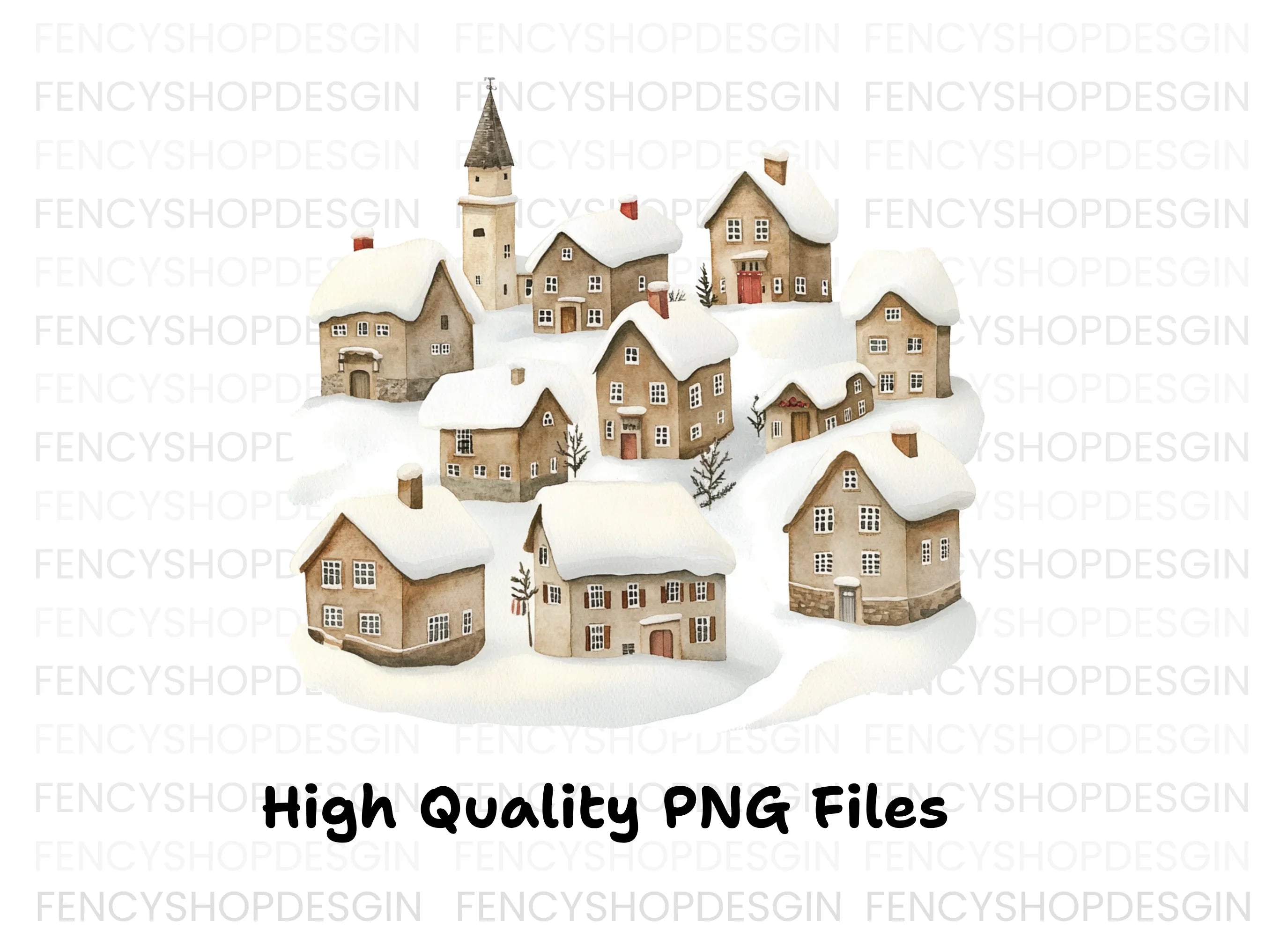 Winter Village Clipart Bundle