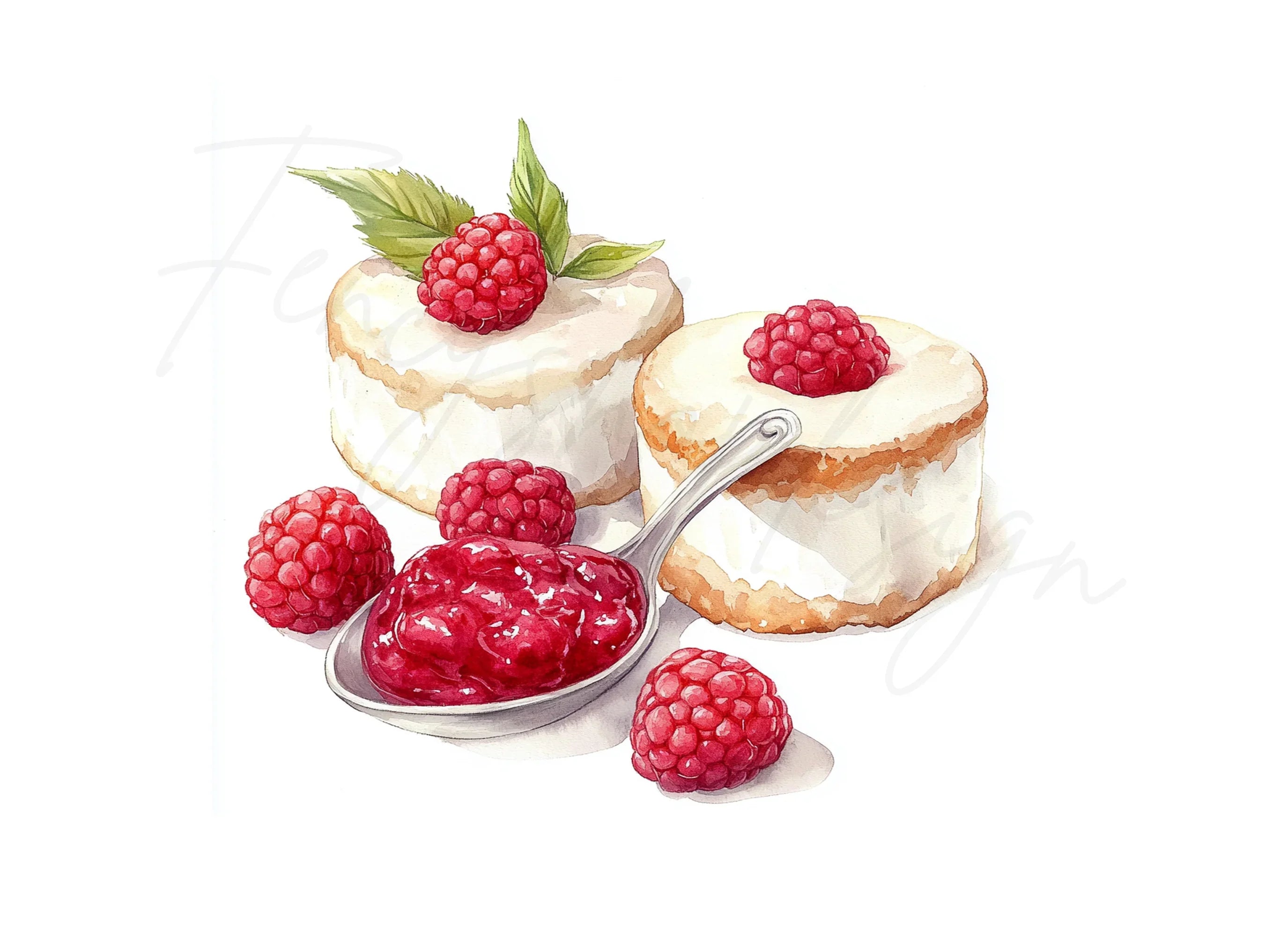 Delicious Raspberry Desserts Clipart Bundle