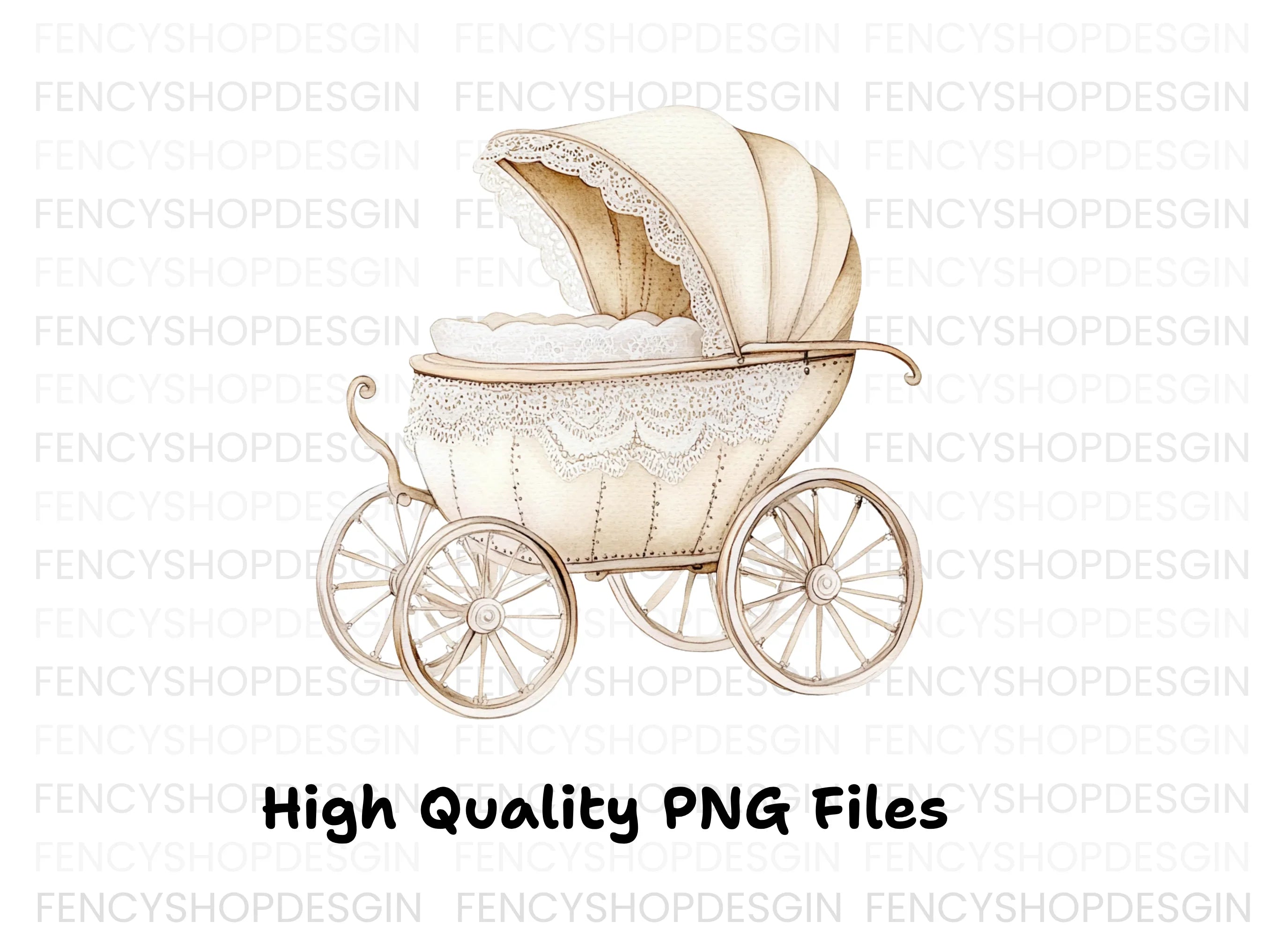 Vintage Baby Pram Clipart Bundle