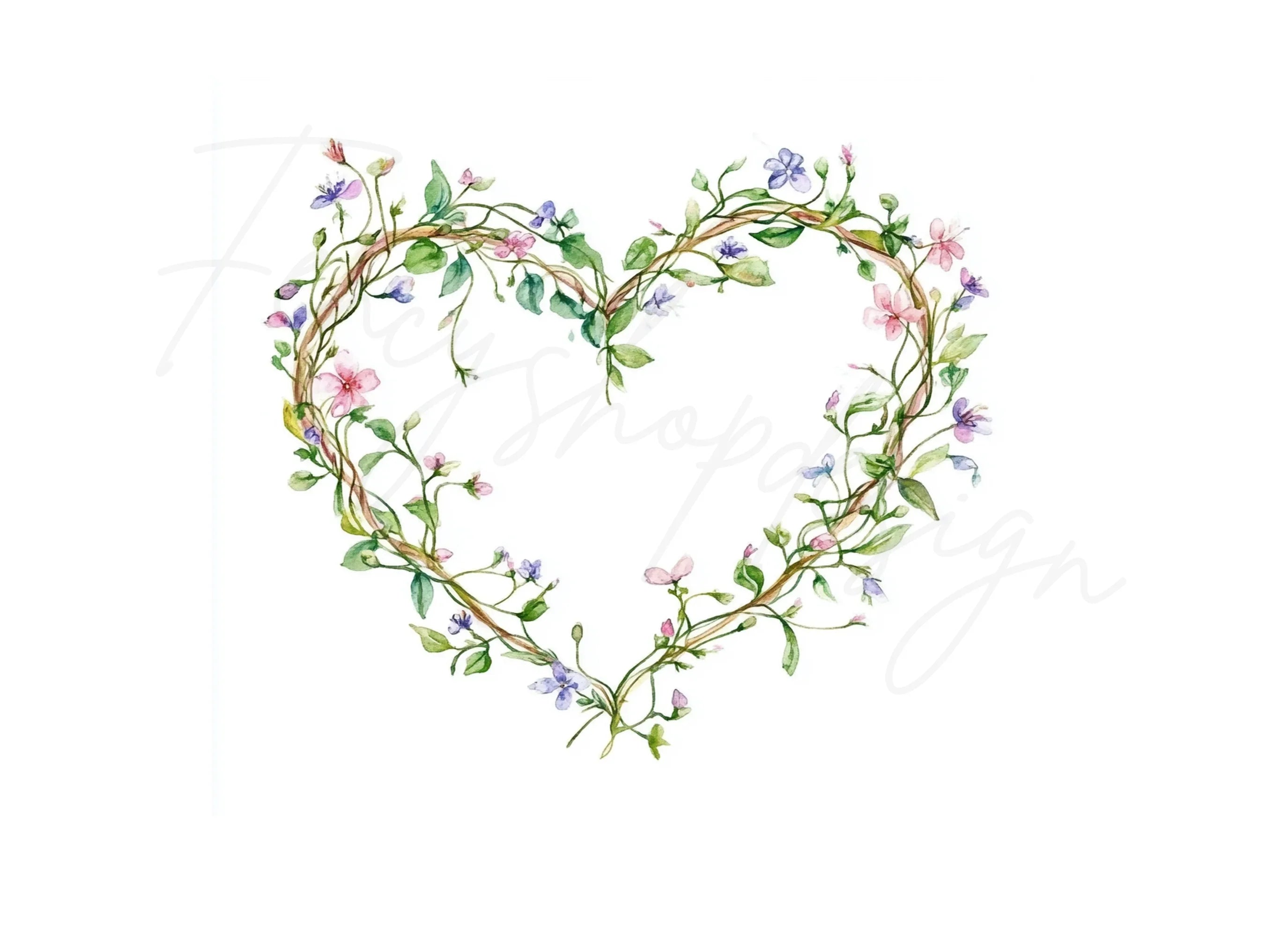 Rustic Twig Heart Frames Clipart Bundle