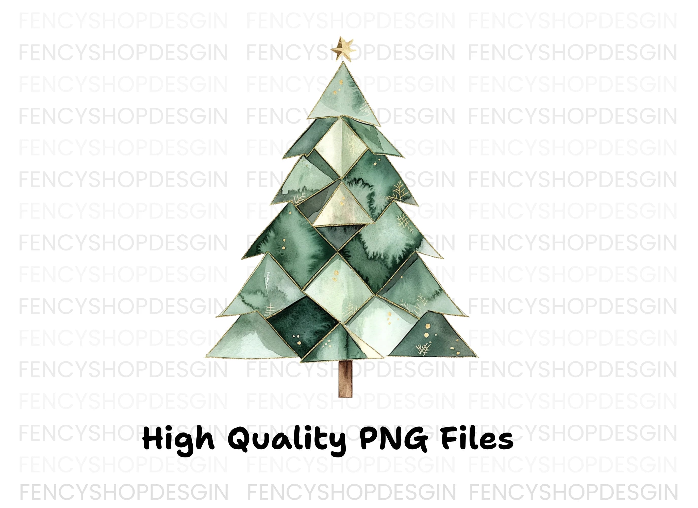 Geometric Christmas Trees Clipart Bundle
