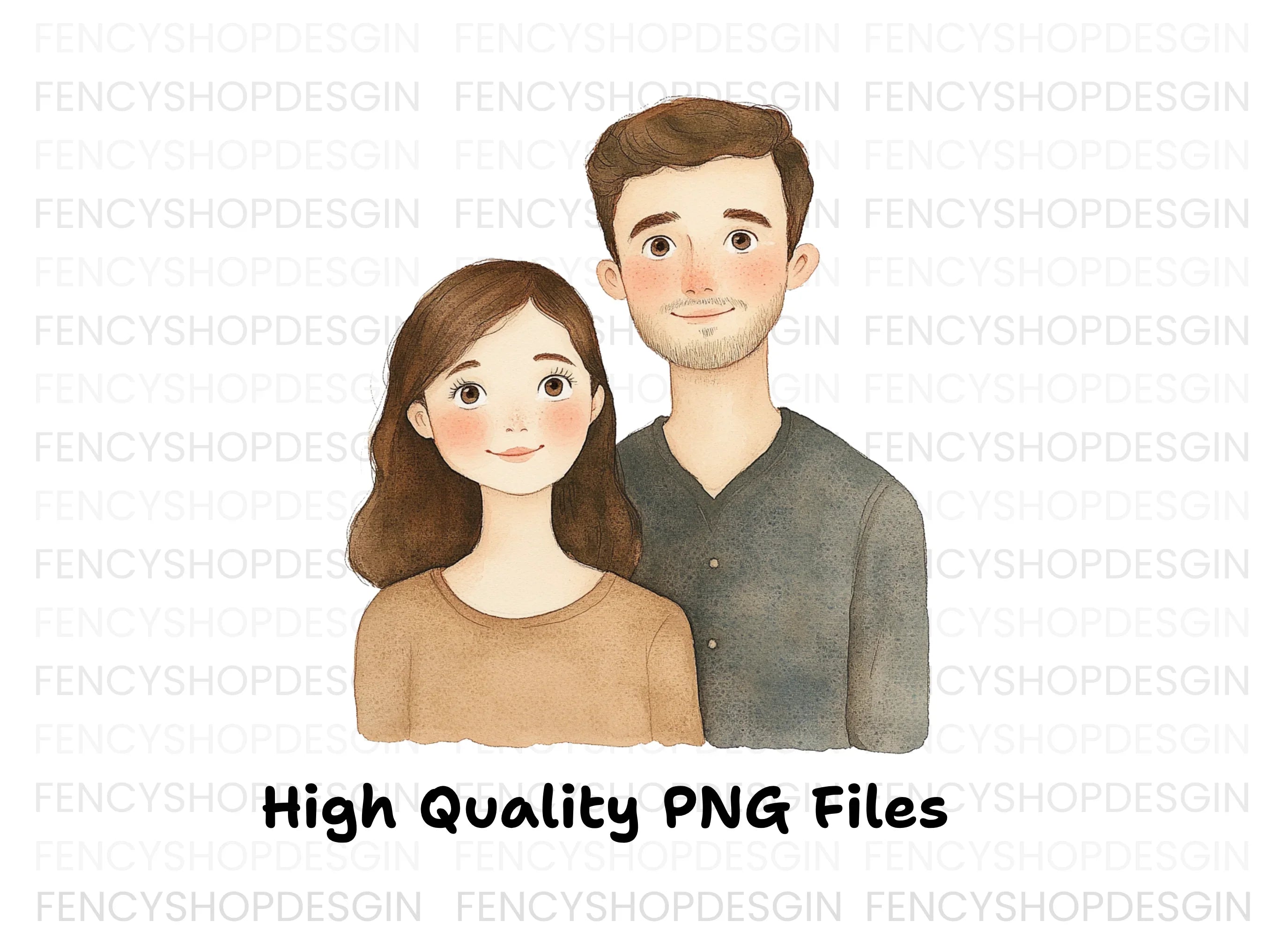 Charming Young Couple Portrait Clipart Bundle