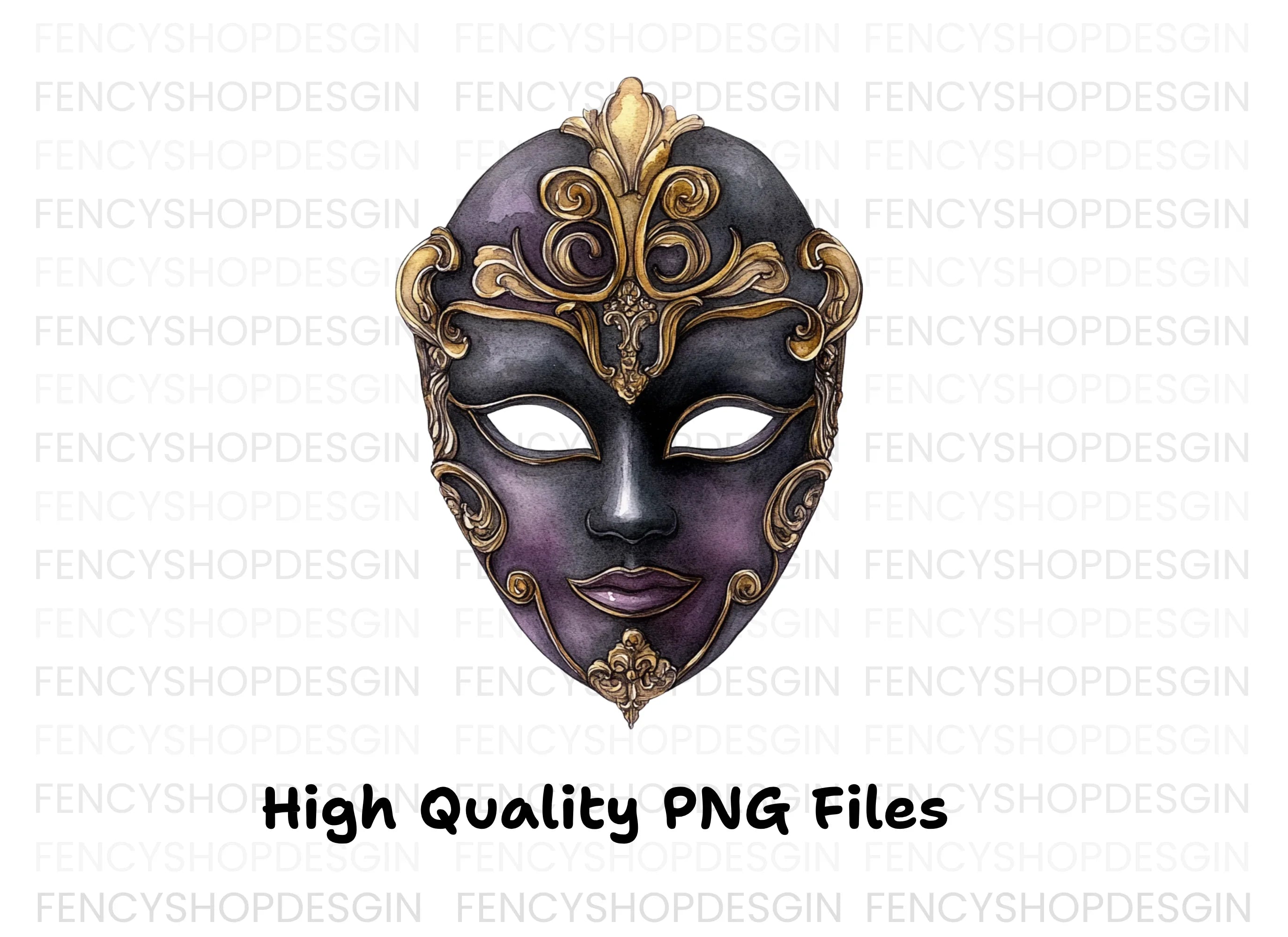 Elegant Venetian Masquerade Masks Clipart Bundle