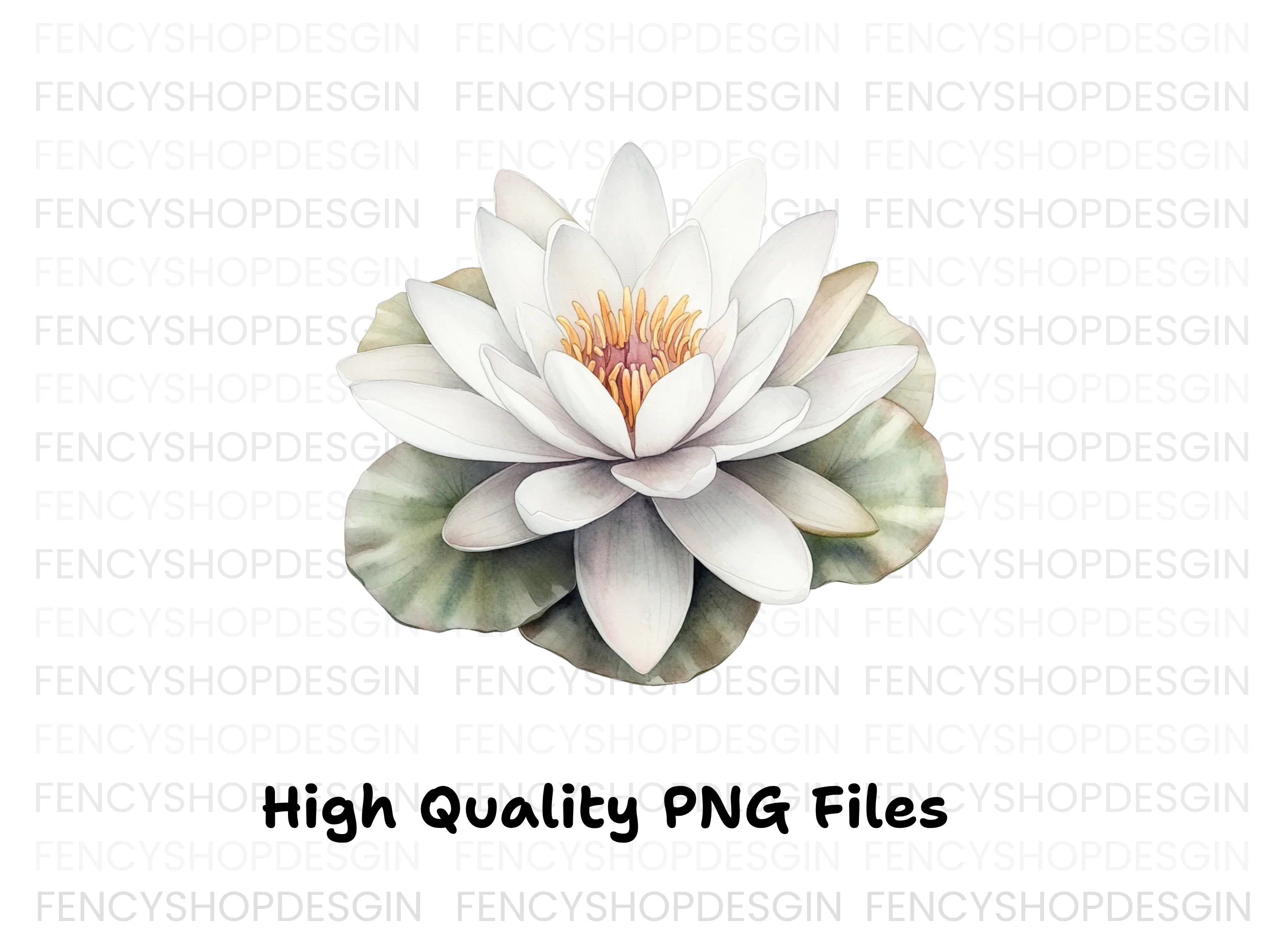 Elegant White Water Lily Clipart Bundle