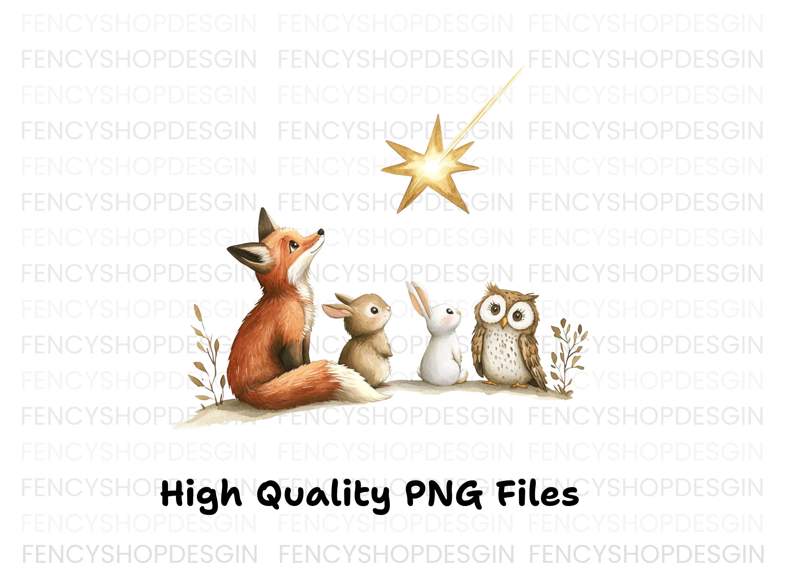 Woodland Animals Stargazing Clipart Bundle