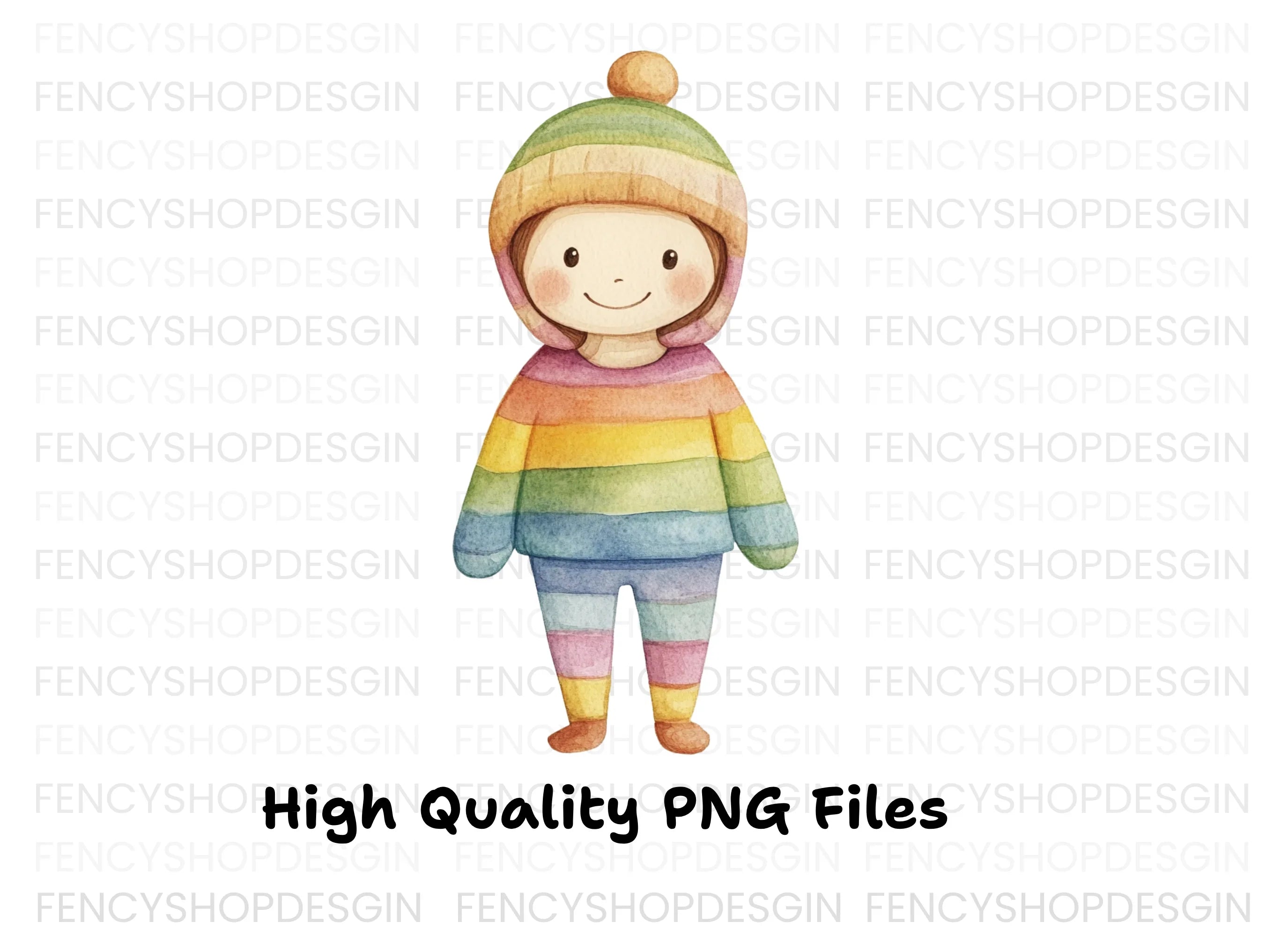 Cute Rainbow Outfit Child Clipart Bundle