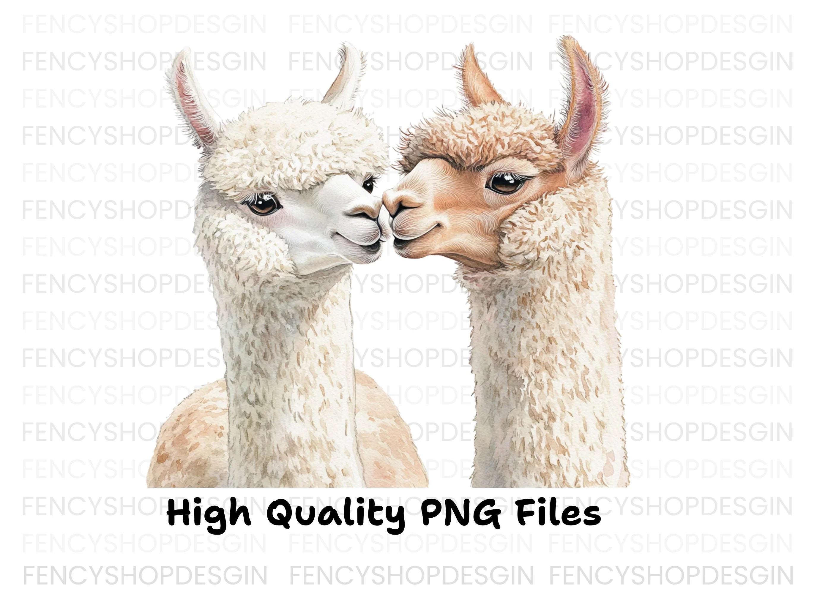 Cute Alpaca Couple Clipart Bundle