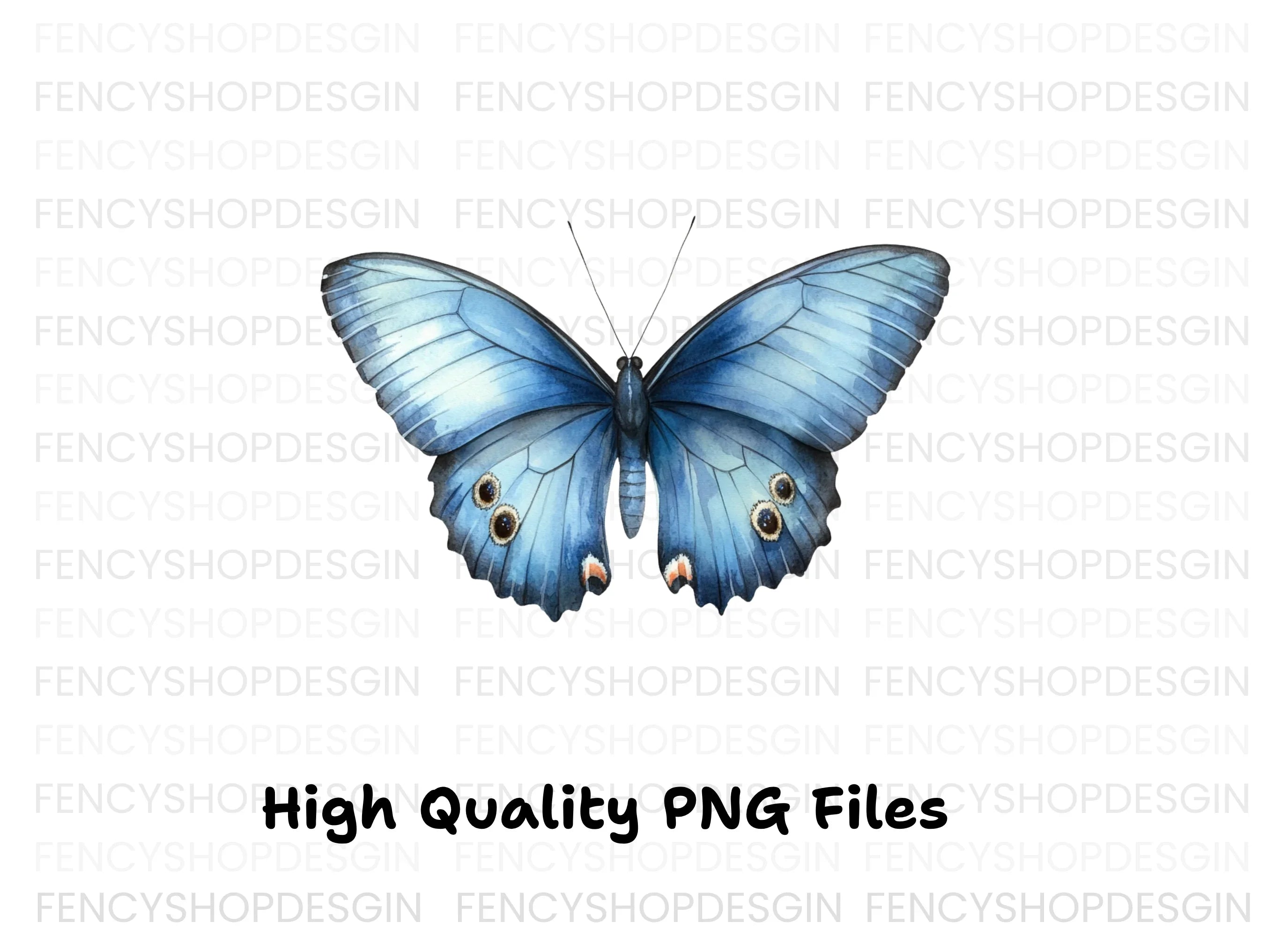 Blue Butterfly Clipart Bundle