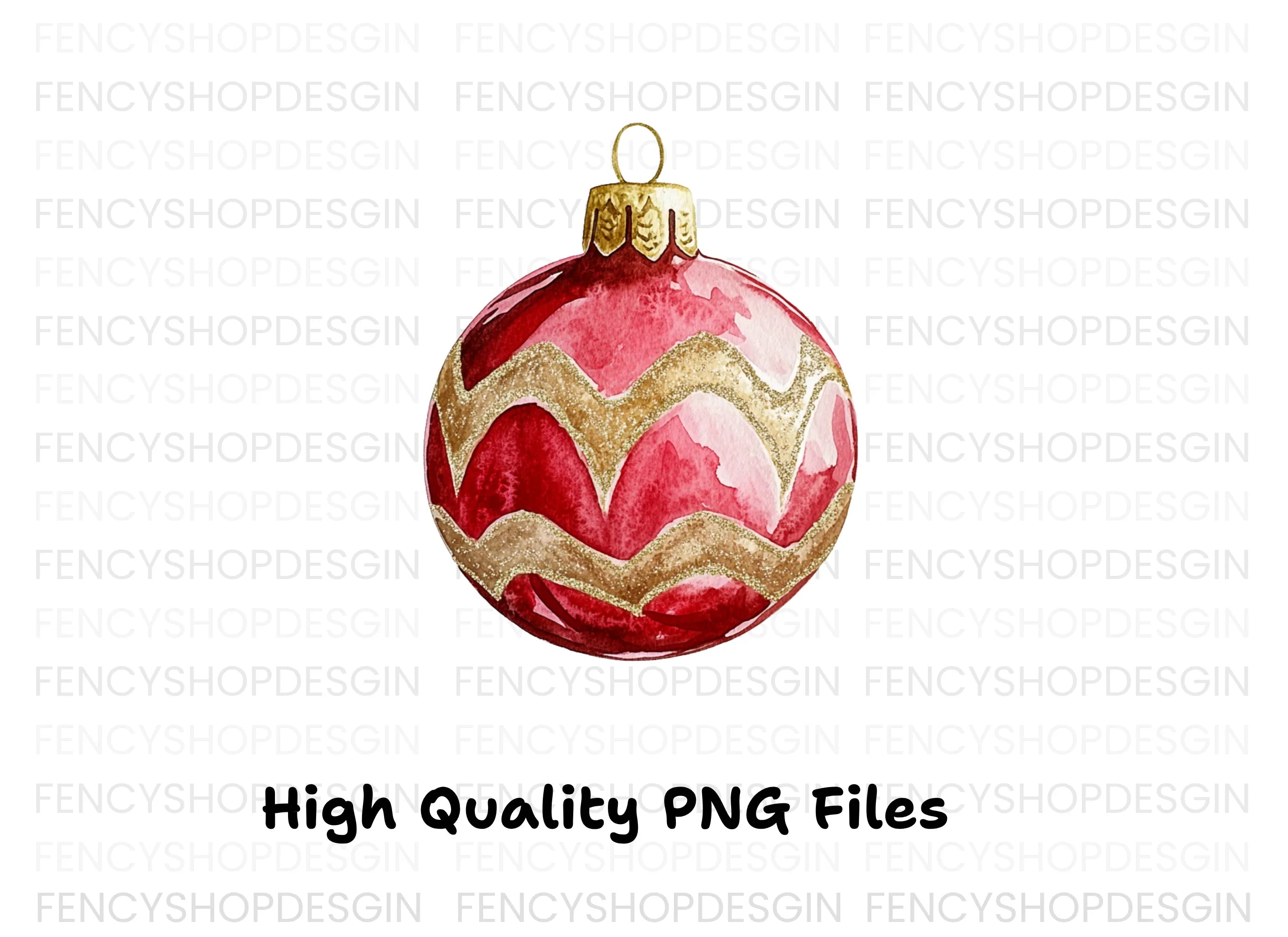 Red Gold Christmas Ornament Clipart Bundle