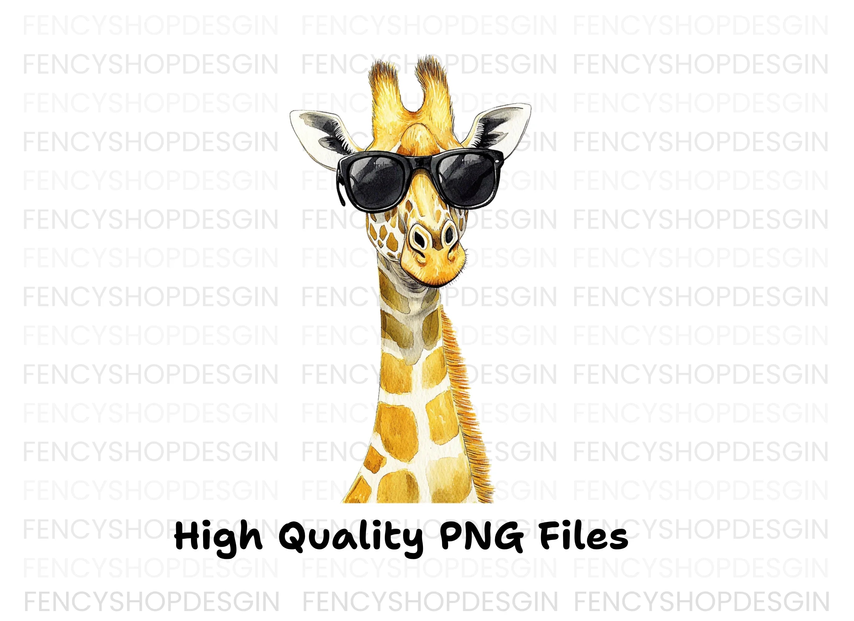 Stylish Giraffe Heads with Shades Clipart Bundle