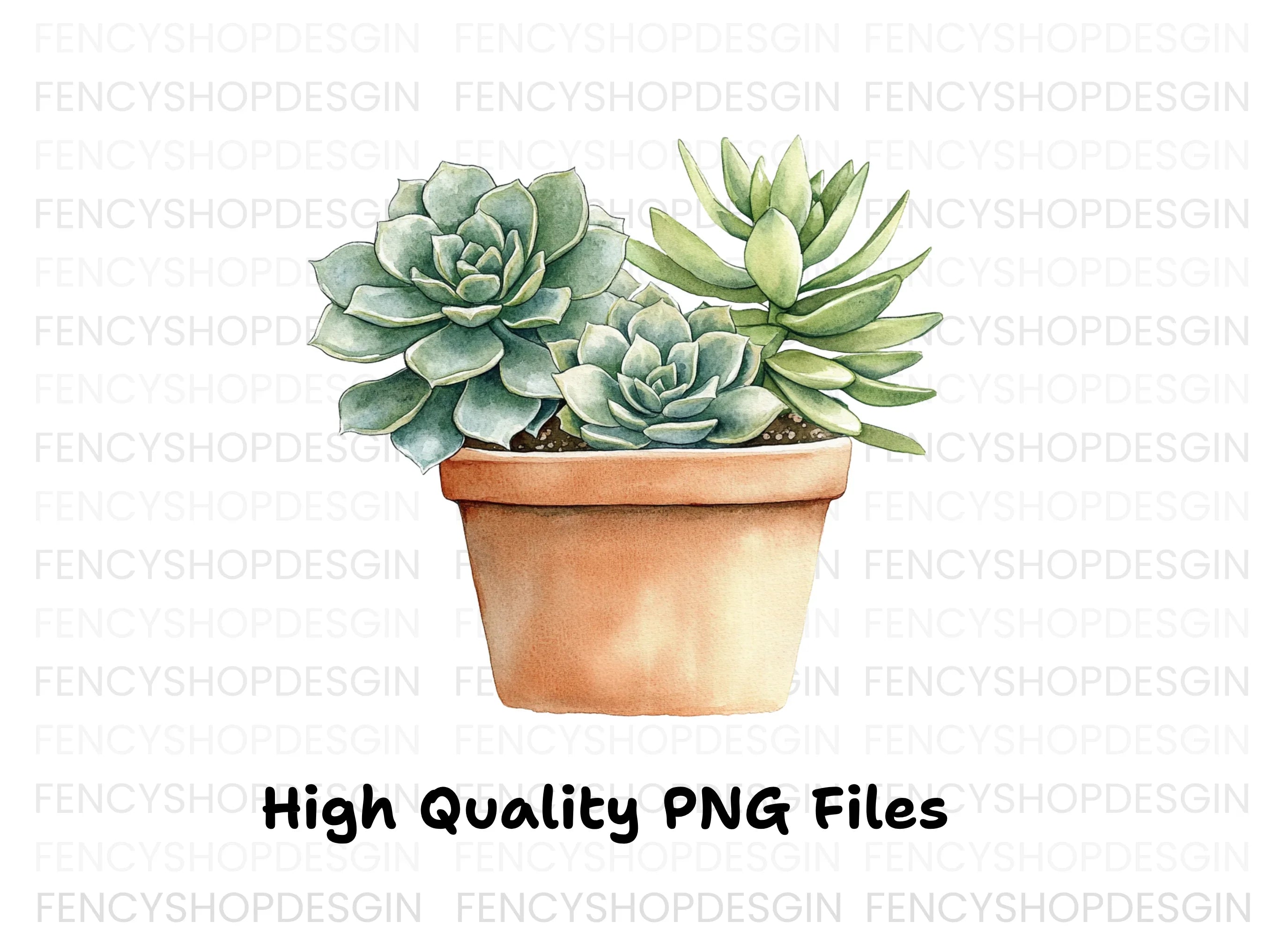 Succulent Plant Pot Clipart Bundle