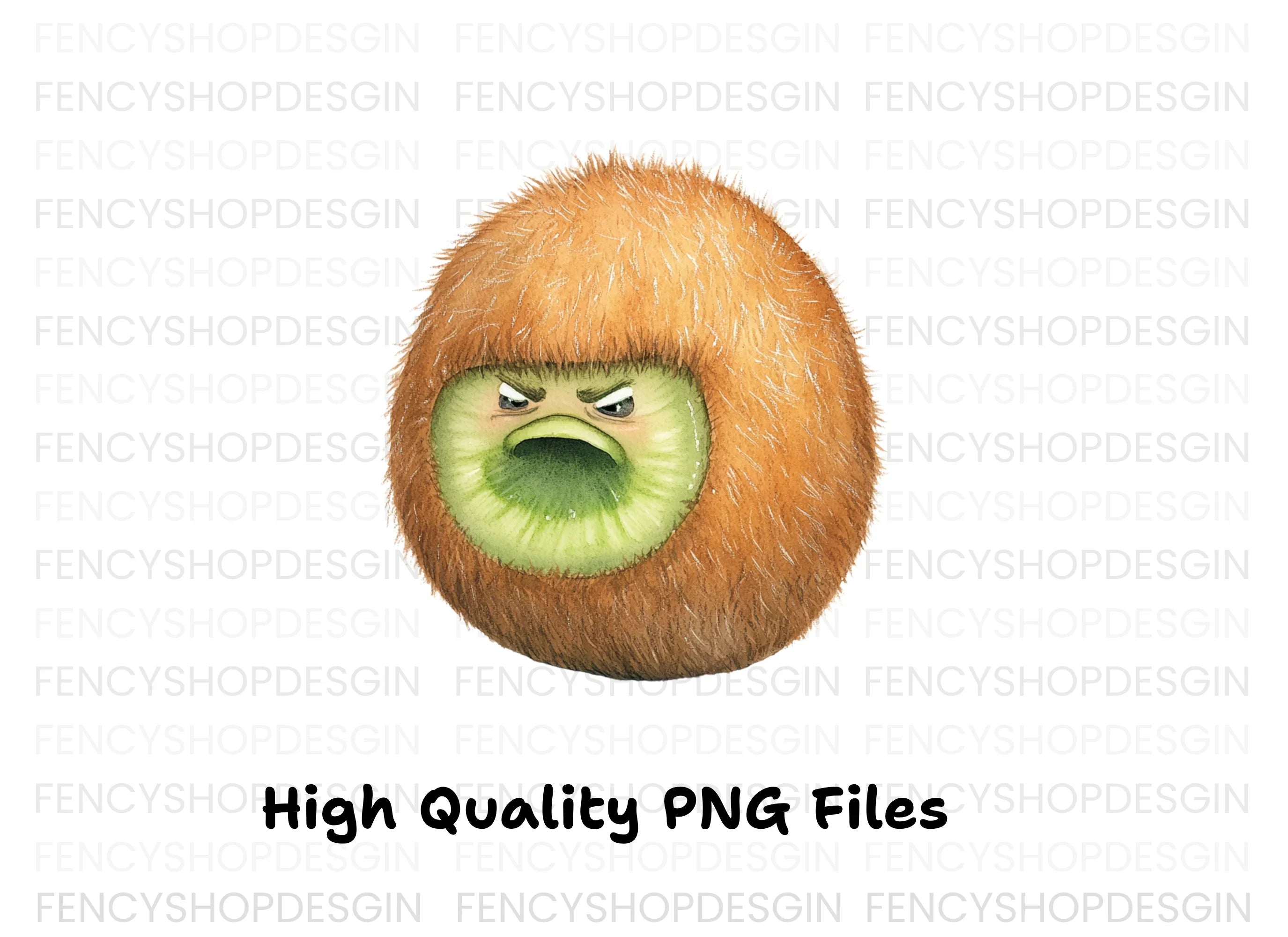 Angry Kiwi Fruit Cartoon Clipart Bundle