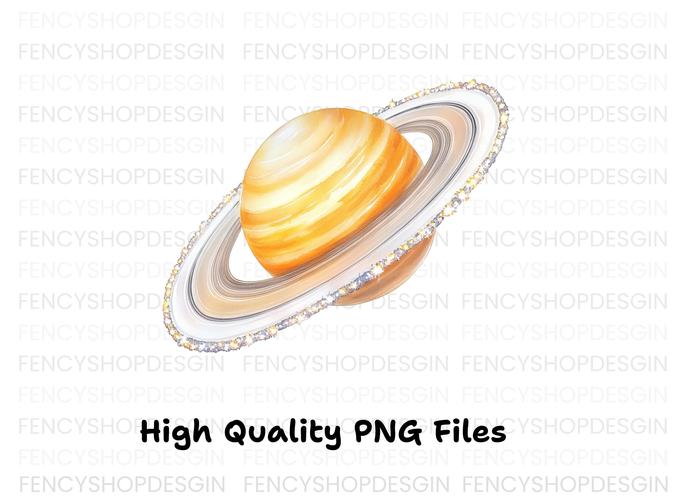 Sparkling Saturn Planet Clipart Bundle