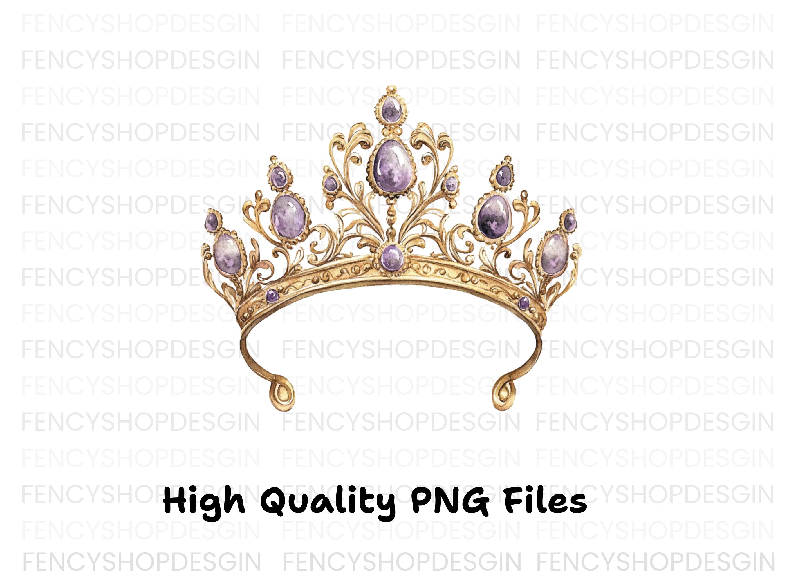 Regal Gold and Purple Tiara Clipart Bundle