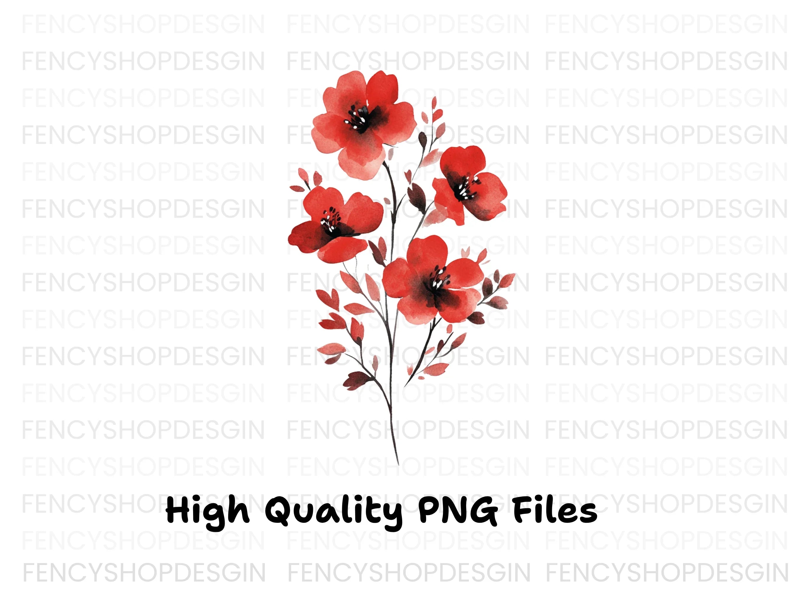 Red Floral Clipart Bundle