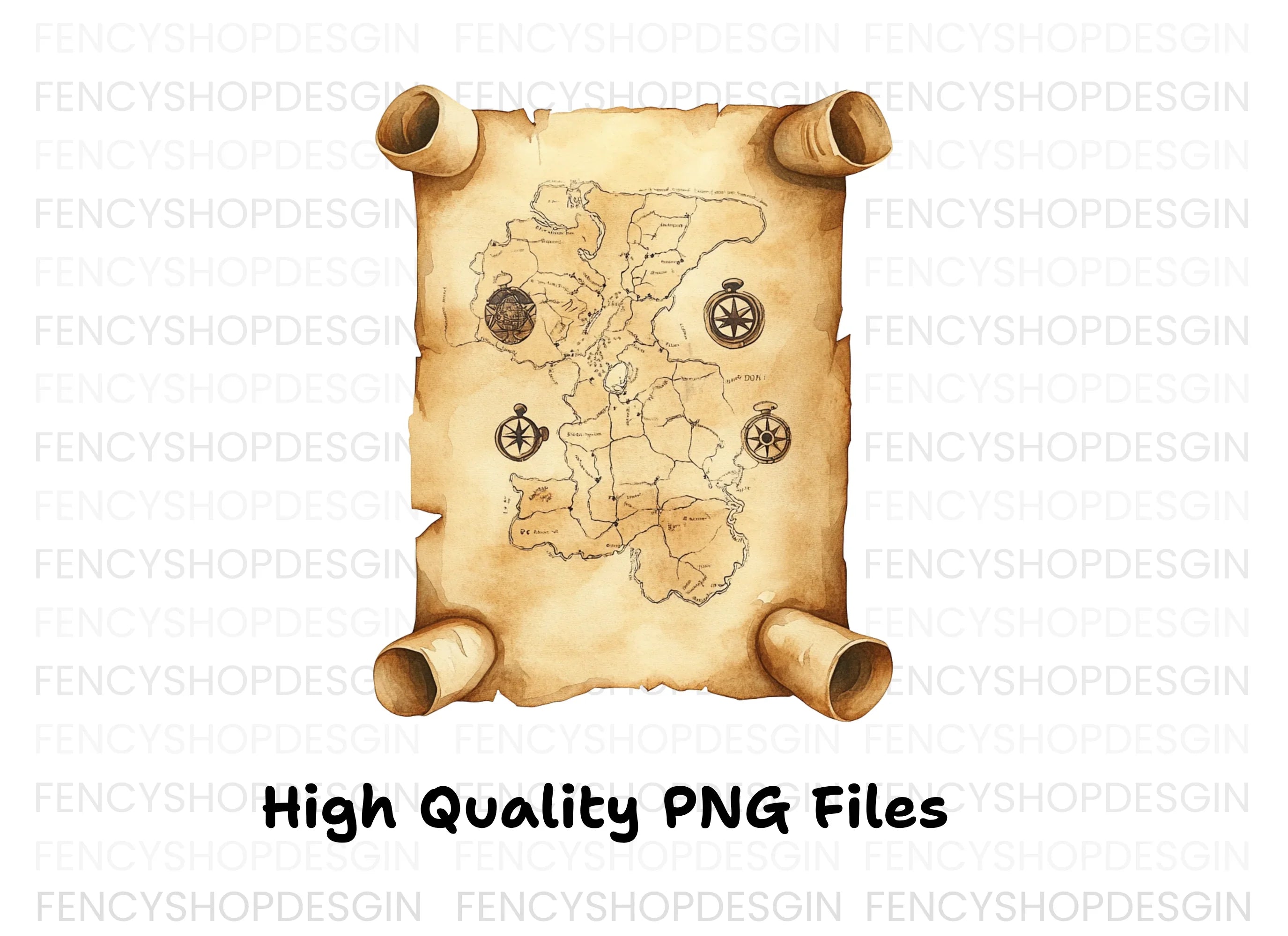 Vintage Treasure Map Clipart Bundle