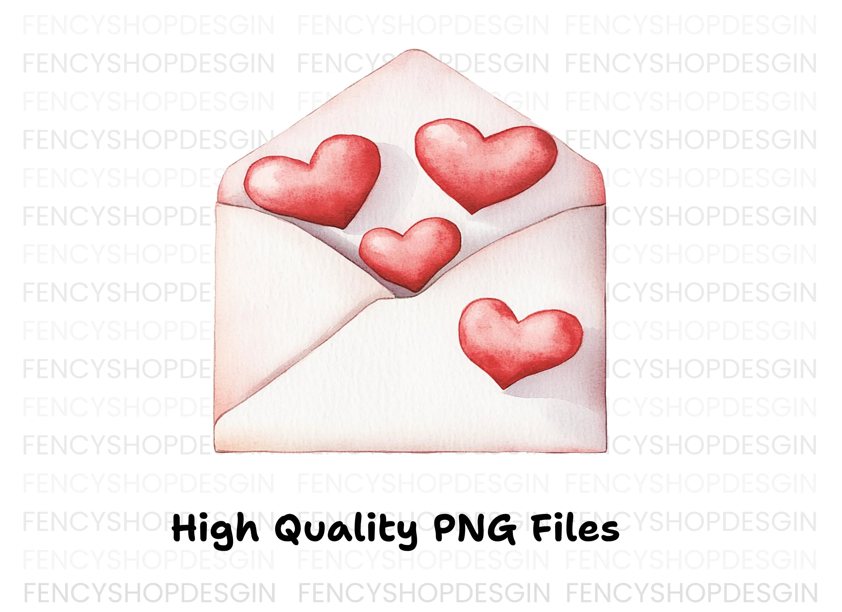 Love Letter with Red Hearts Clipart Bundle