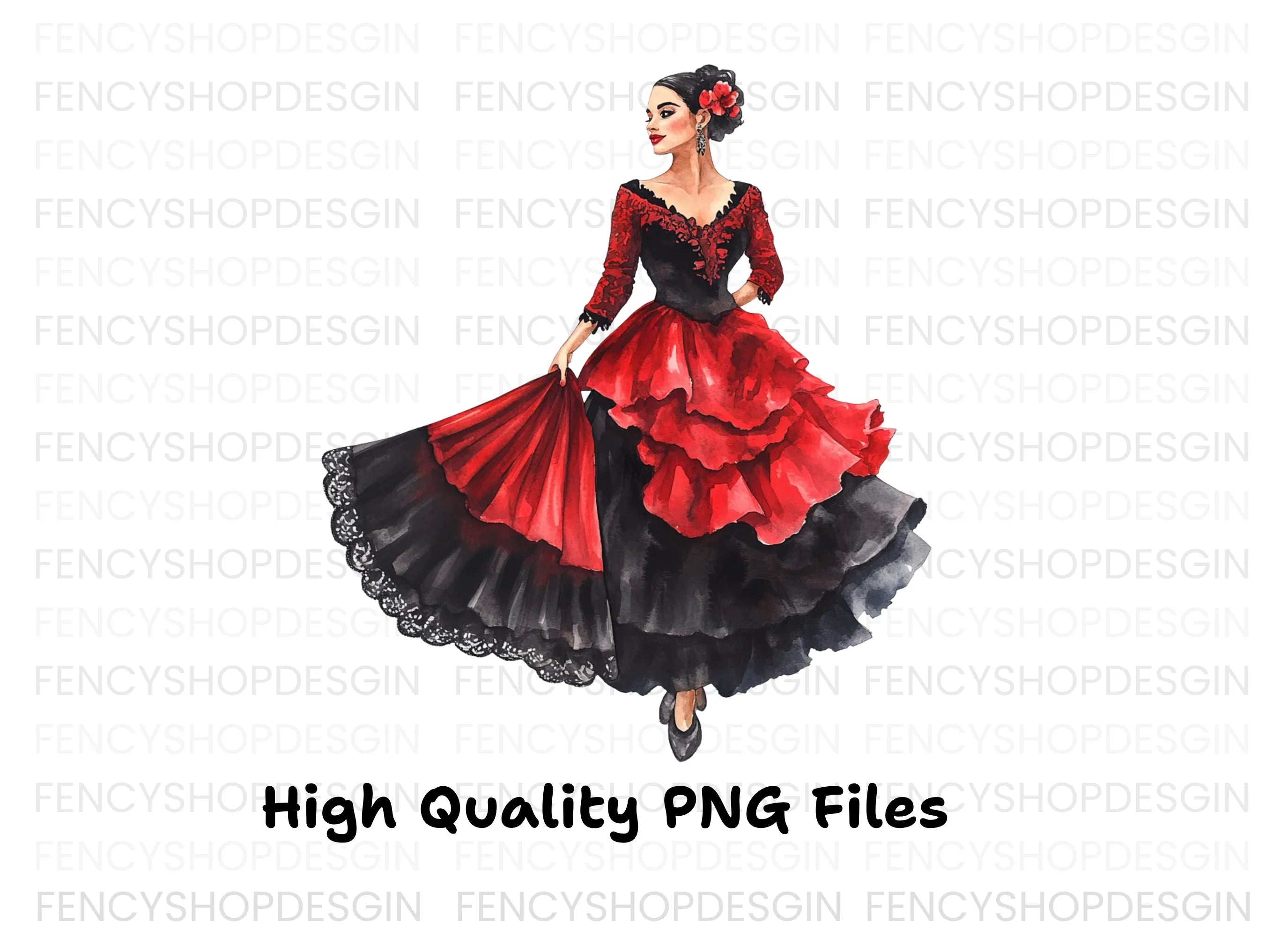 Elegant Flamenco Dancers Clipart Bundle