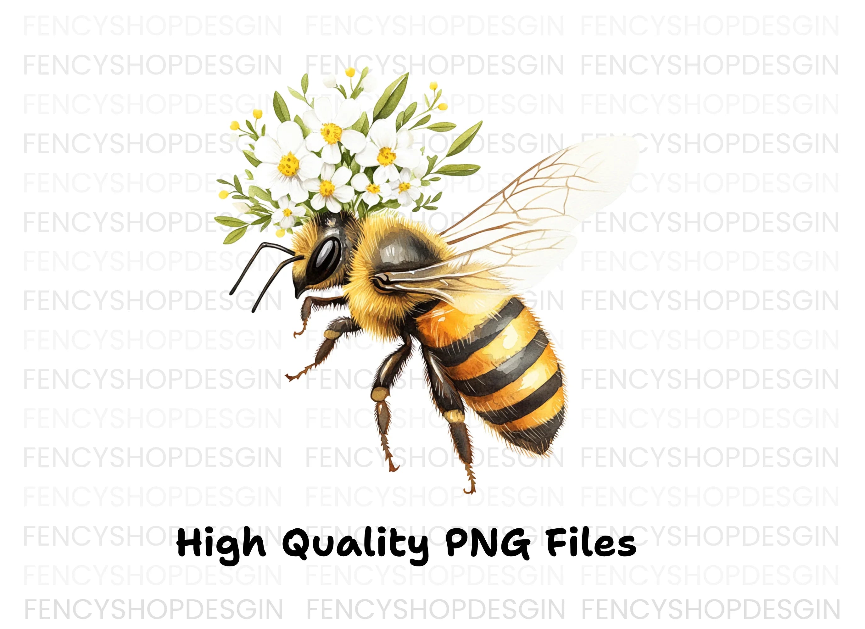 Elegant Bee with Floral Crown Clipart Bundle